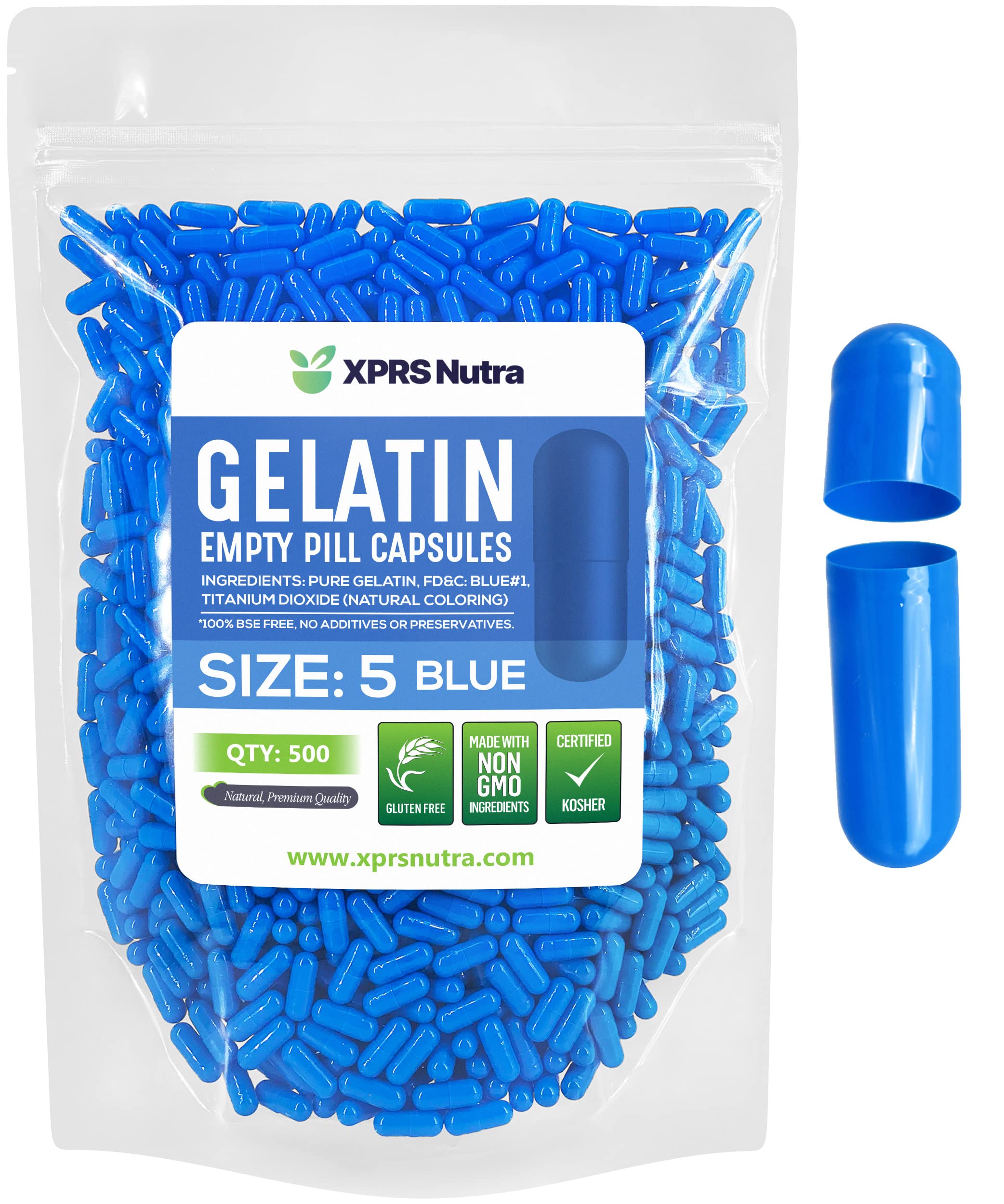 Foto 2 pulgar | Cápsulas Vacías Xprs Nutra, Tamaño 5, 500 Unidades, Gelatina Azul - Venta Internacional.