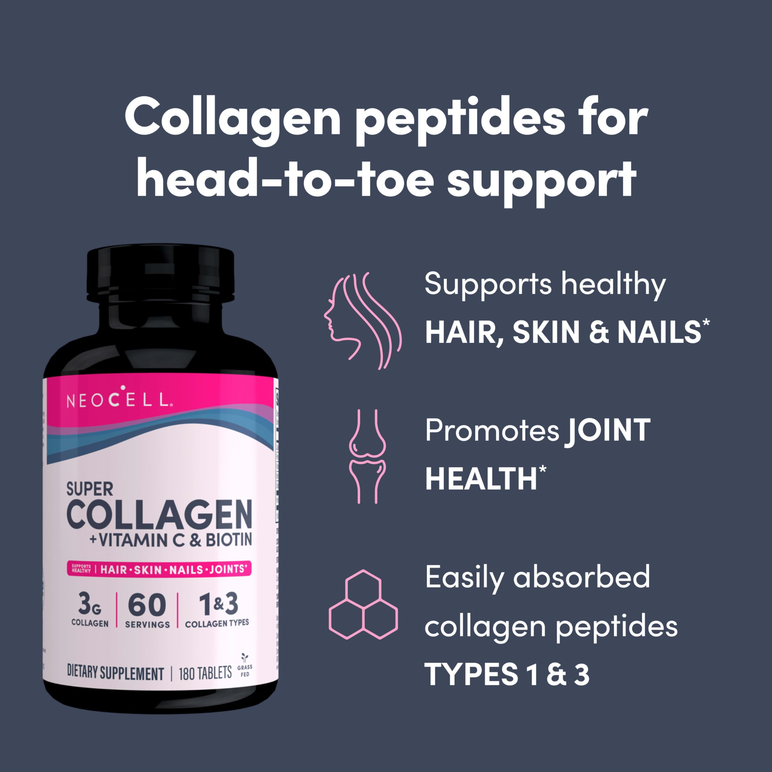 Foto 5 pulgar | Suplemento Neocell Super Collagen Con Vitamina C Y Biotina 180 Tabletas - Venta Internacional.