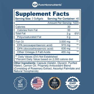 Foto 3 | Aceite De Pescado Omega 3 Pure Micronutrients 120 Cápsulas-Venta Internacional
