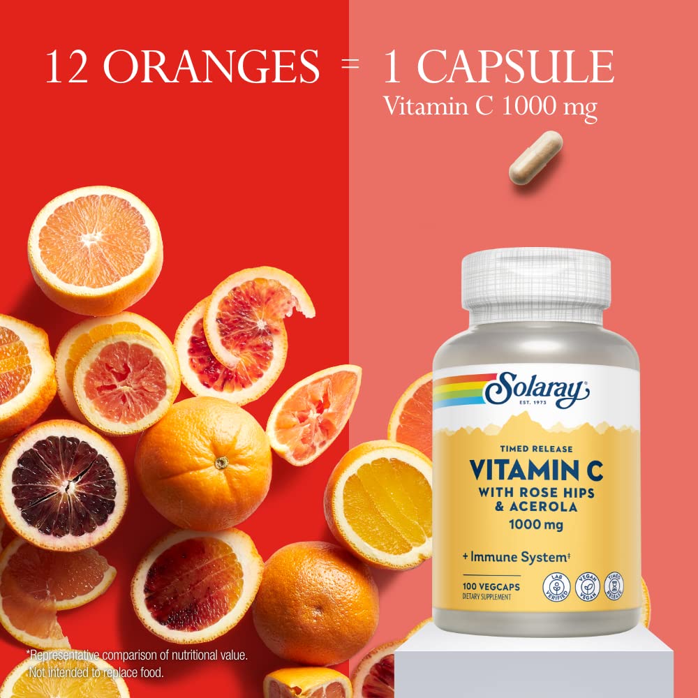 Foto 5 pulgar | Suplemento De Vitamina C Solaray 1000 Mg Con Rosa Mosqueta, 100 Cápsulas Vegetales - Venta Internacional.