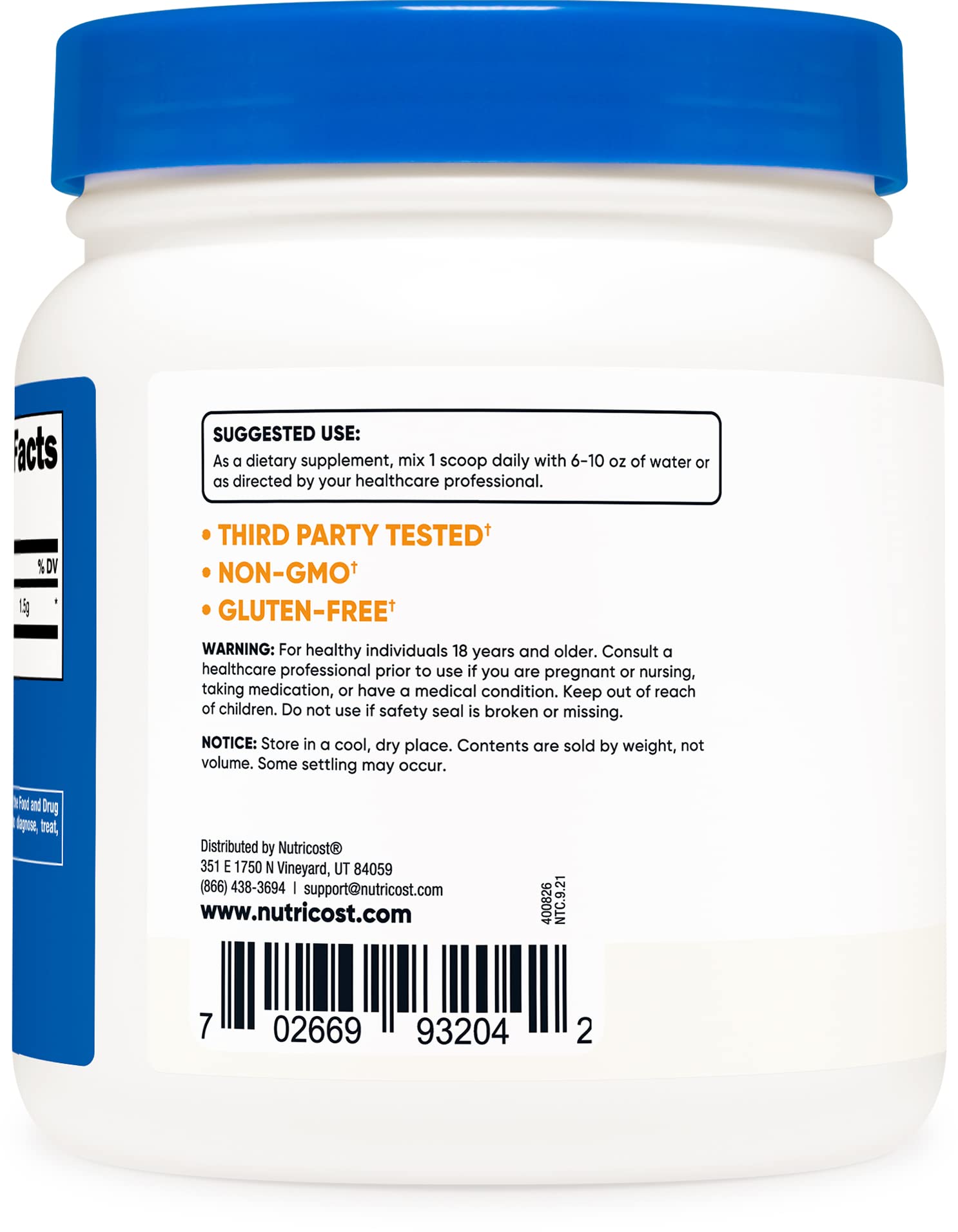 Foto 4 pulgar | Suplemento Nutricost Betaína Trimetilglicina Anhidra 500 G - Venta Internacional.