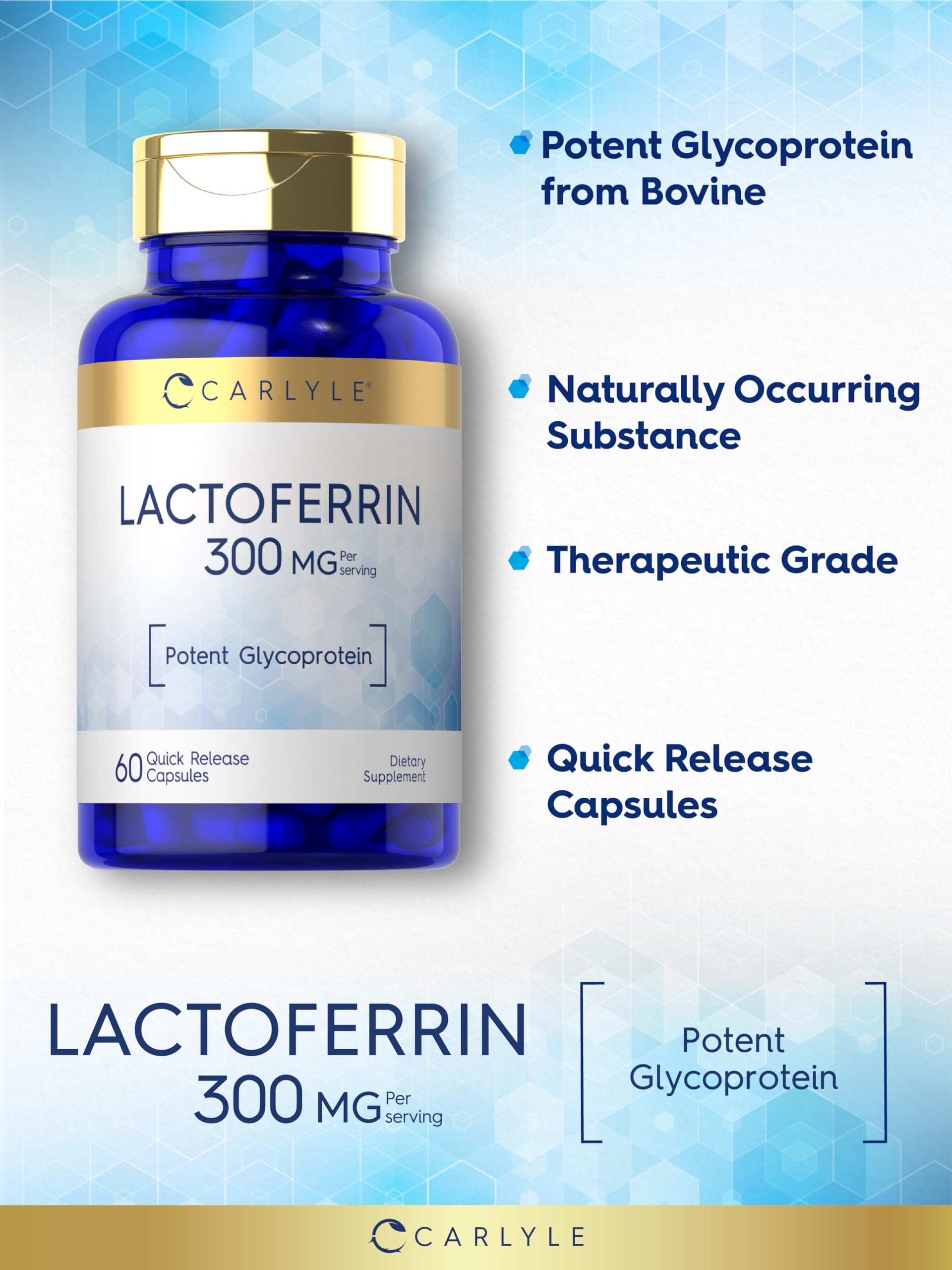 Foto 4 | Suplemento Carlyle Lactoferrin 300 Mg 60 Cápsulas Sin Ogm - Venta Internacional.