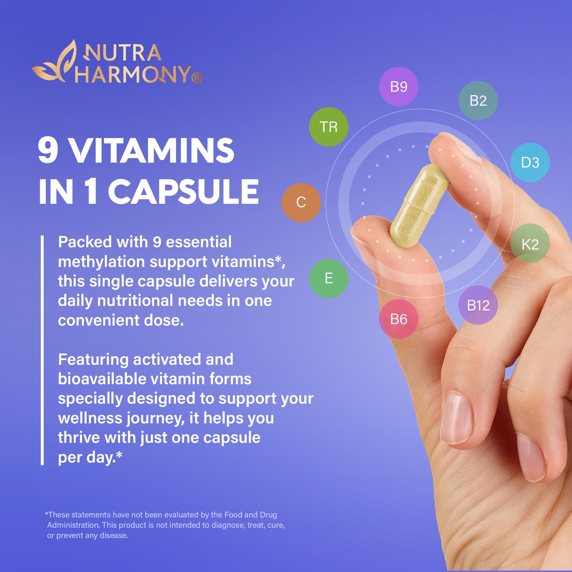 Foto 5 pulgar | Suplemento Multivitamínico Metilado Nutraharmony 120 Cápsulas - Venta Internacional.
