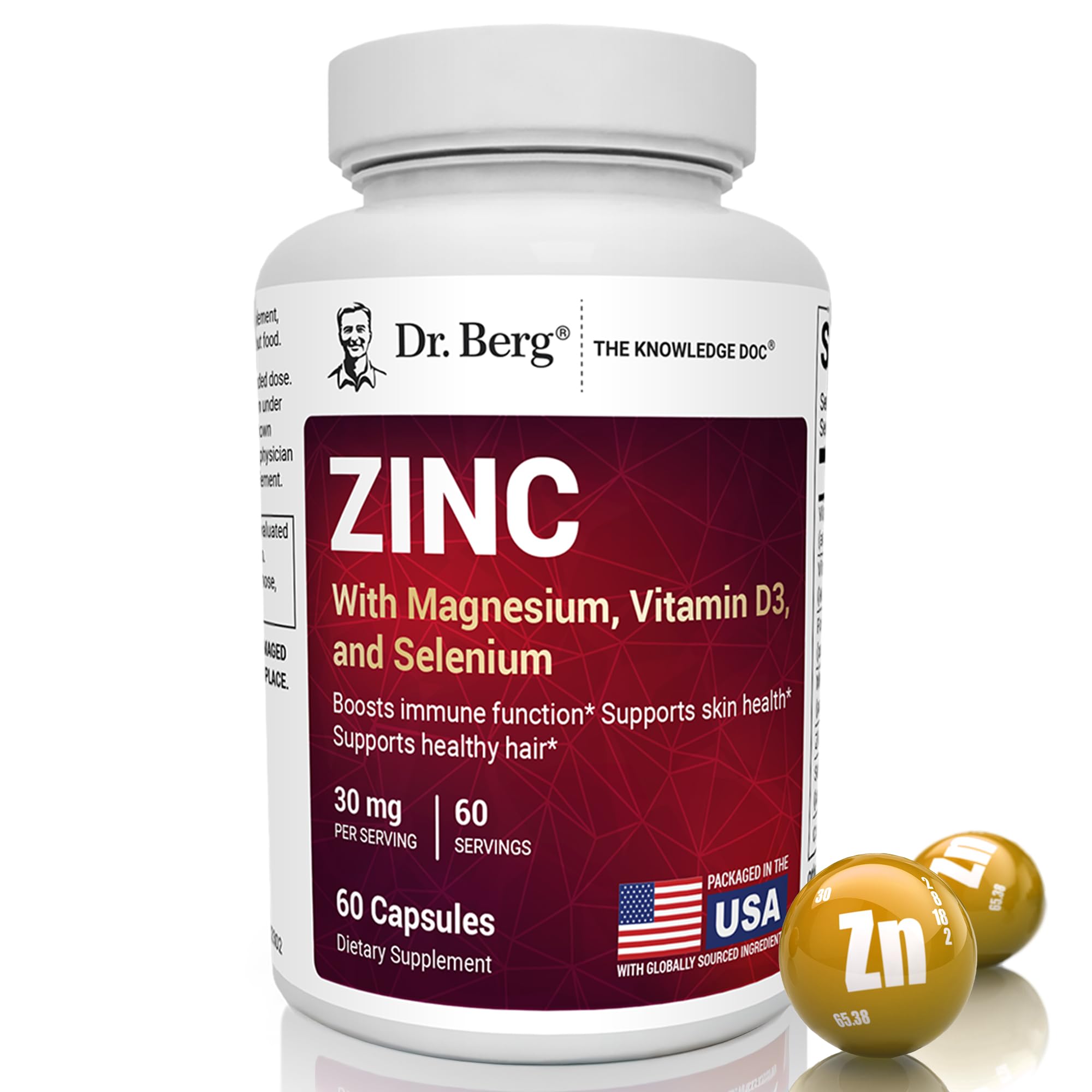 Foto 2 pulgar | Suplemento Dr. Berg De Zinc 30 Mg Con Magnesio Y Vitamina D3 60 Cápsulas - Venta Internacional.
