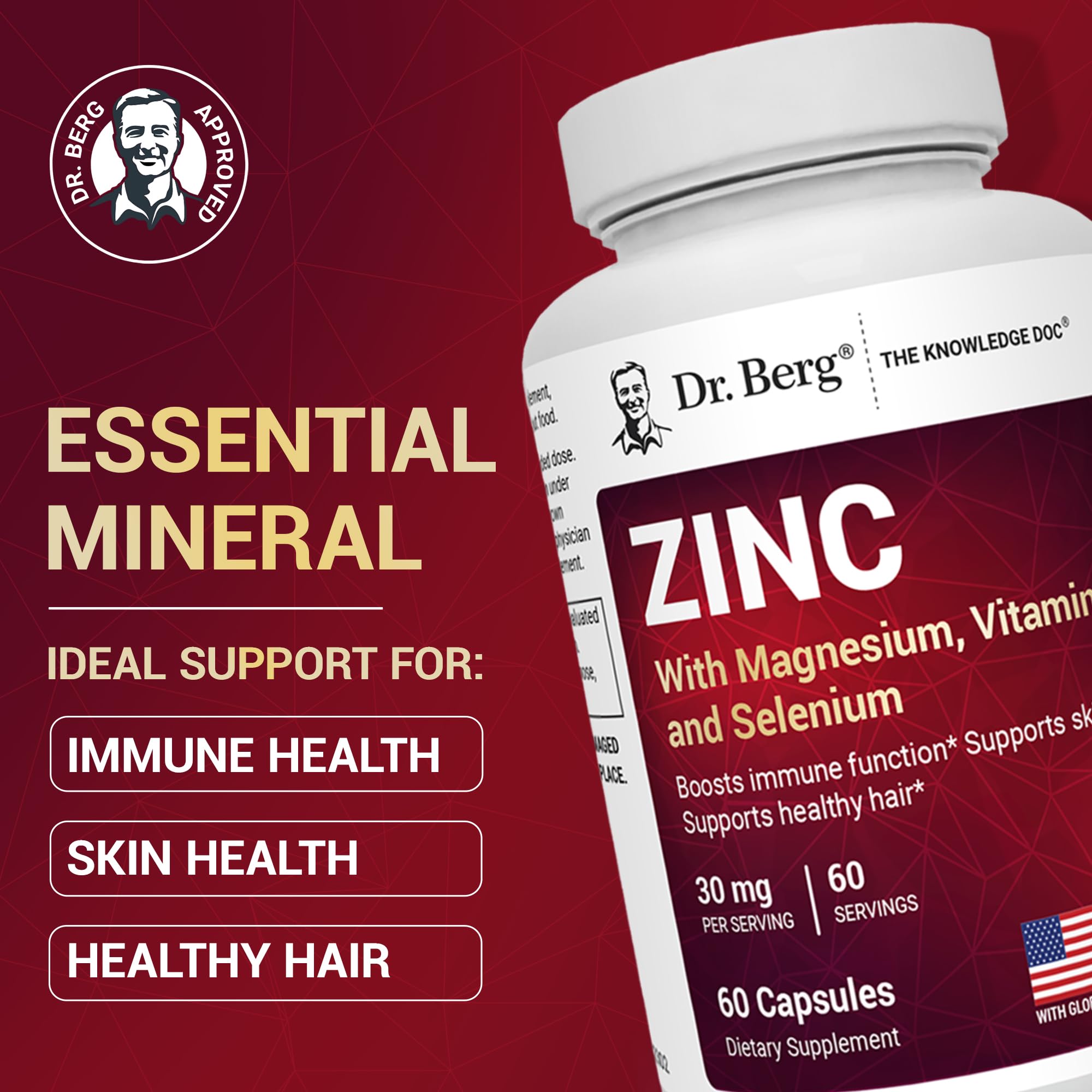 Foto 2 | Suplemento Dr. Berg De Zinc 30 Mg Con Magnesio Y Vitamina D3 60 Cápsulas - Venta Internacional.