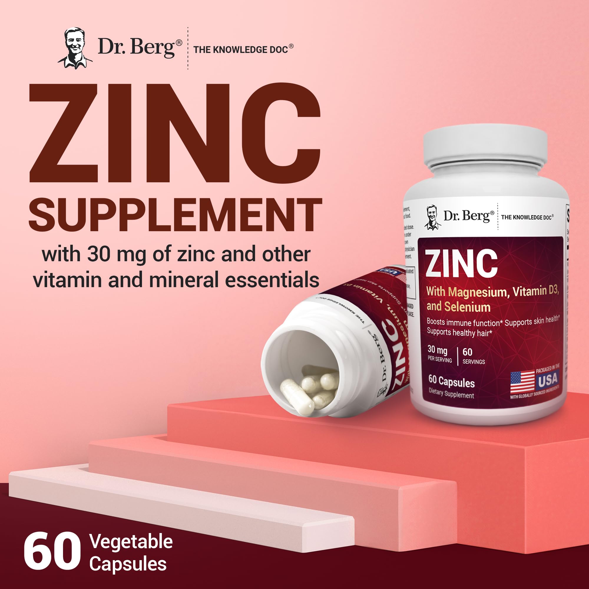 Foto 5 pulgar | Suplemento Dr. Berg De Zinc 30 Mg Con Magnesio Y Vitamina D3 60 Cápsulas - Venta Internacional.