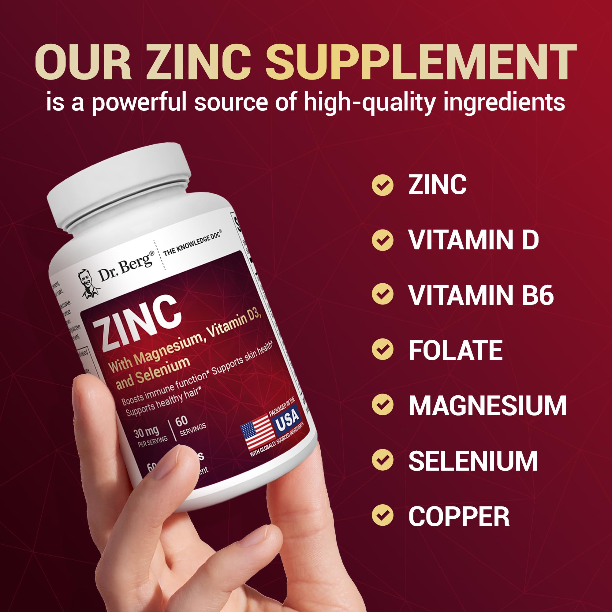 Foto 7 pulgar | Suplemento Dr. Berg De Zinc 30 Mg Con Magnesio Y Vitamina D3 60 Cápsulas - Venta Internacional.