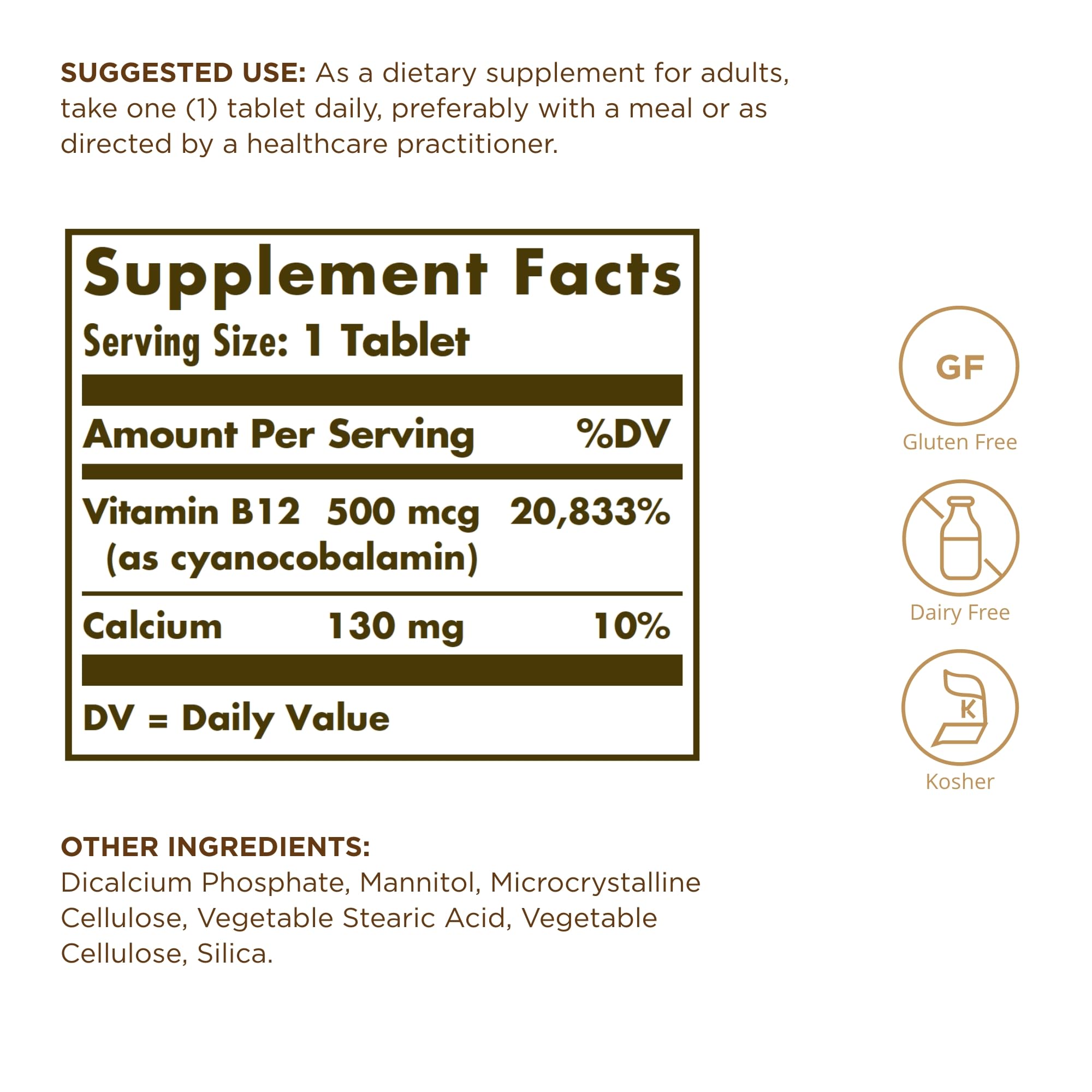 Foto 2 | Suplemento Solgar De Vitamina B12 500 Mcg 100 Comprimidos Veganos - Venta Internacional.