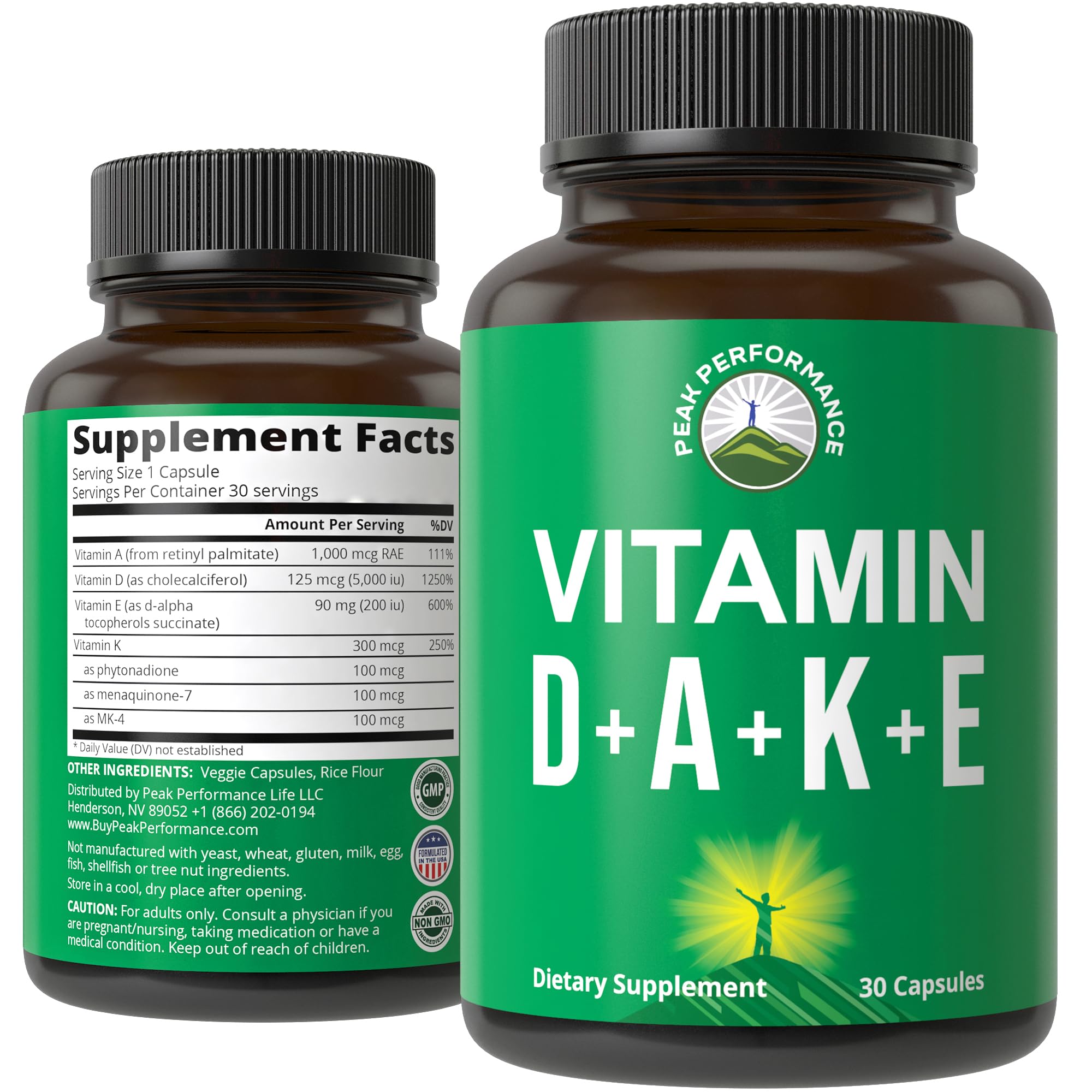 Foto 1 | Suplemento Peak Performance Dake Vitamina Adke 5,000 Ui Vegano - Venta Internacional.