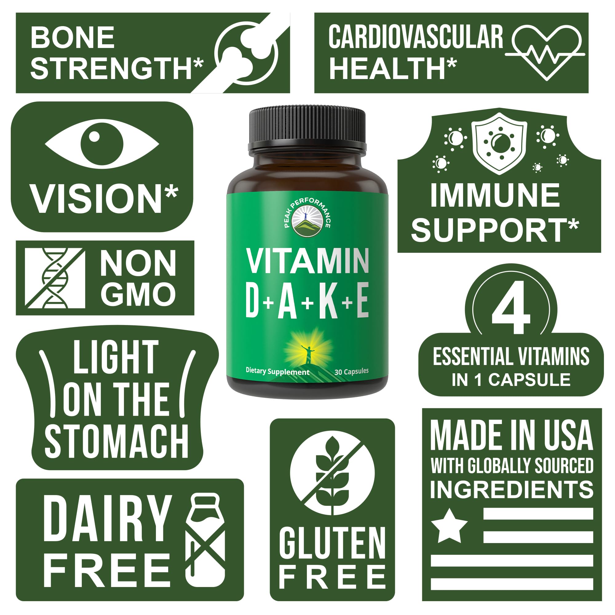 Foto 4 pulgar | Suplemento Peak Performance Dake Vitamina Adke 5,000 Ui Vegano - Venta Internacional.