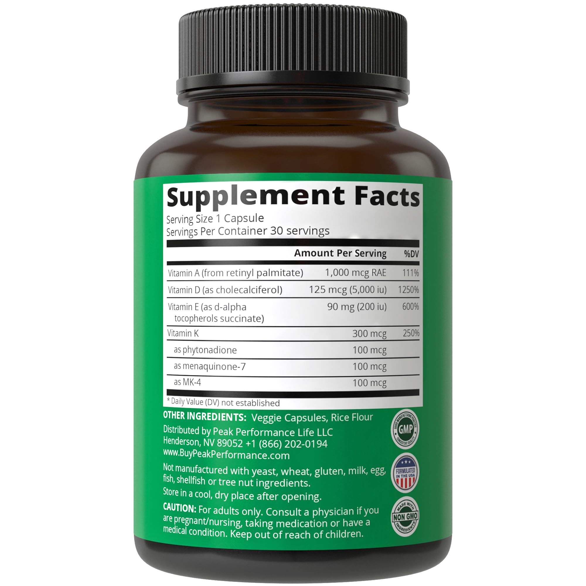 Foto 7 pulgar | Suplemento Peak Performance Dake Vitamina Adke 5,000 Ui Vegano - Venta Internacional.
