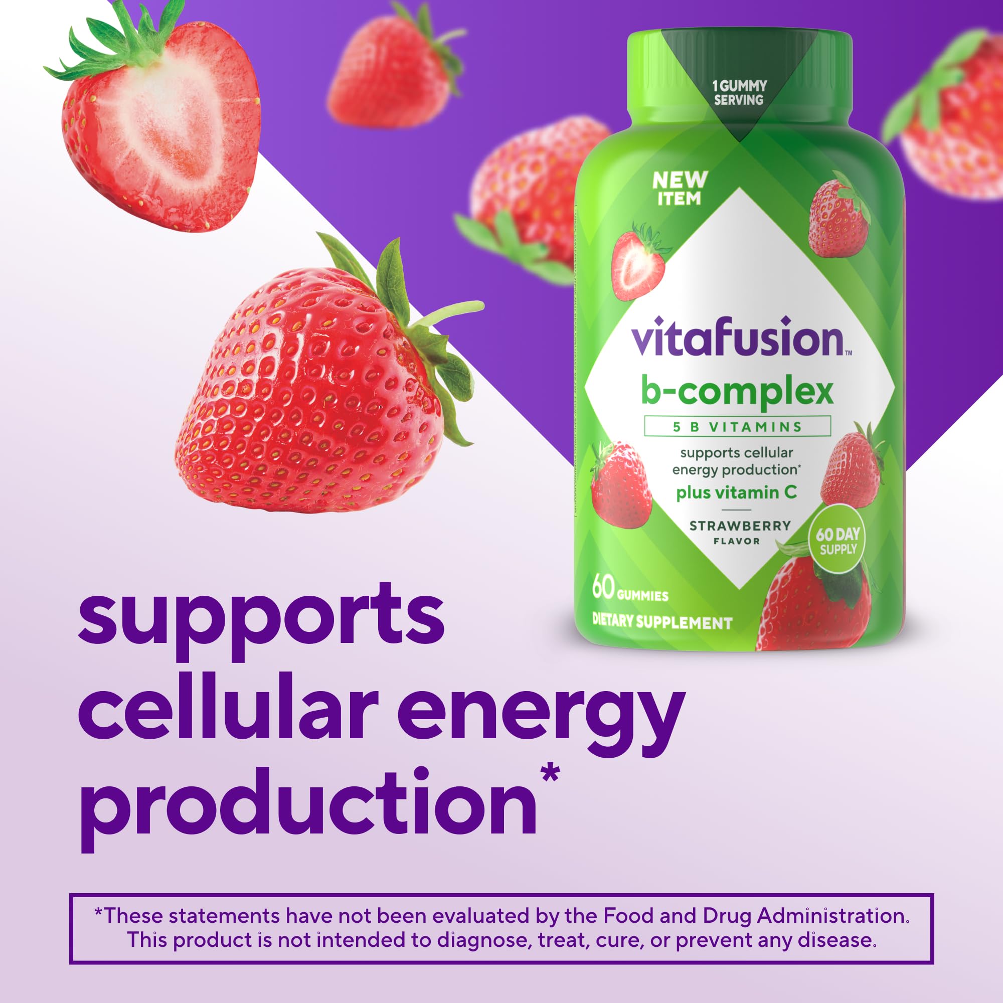 Foto 2 | Gomitas Vitafusion B-complex Con 5 Vitaminas B De 60 Unidades - Venta Internacional.