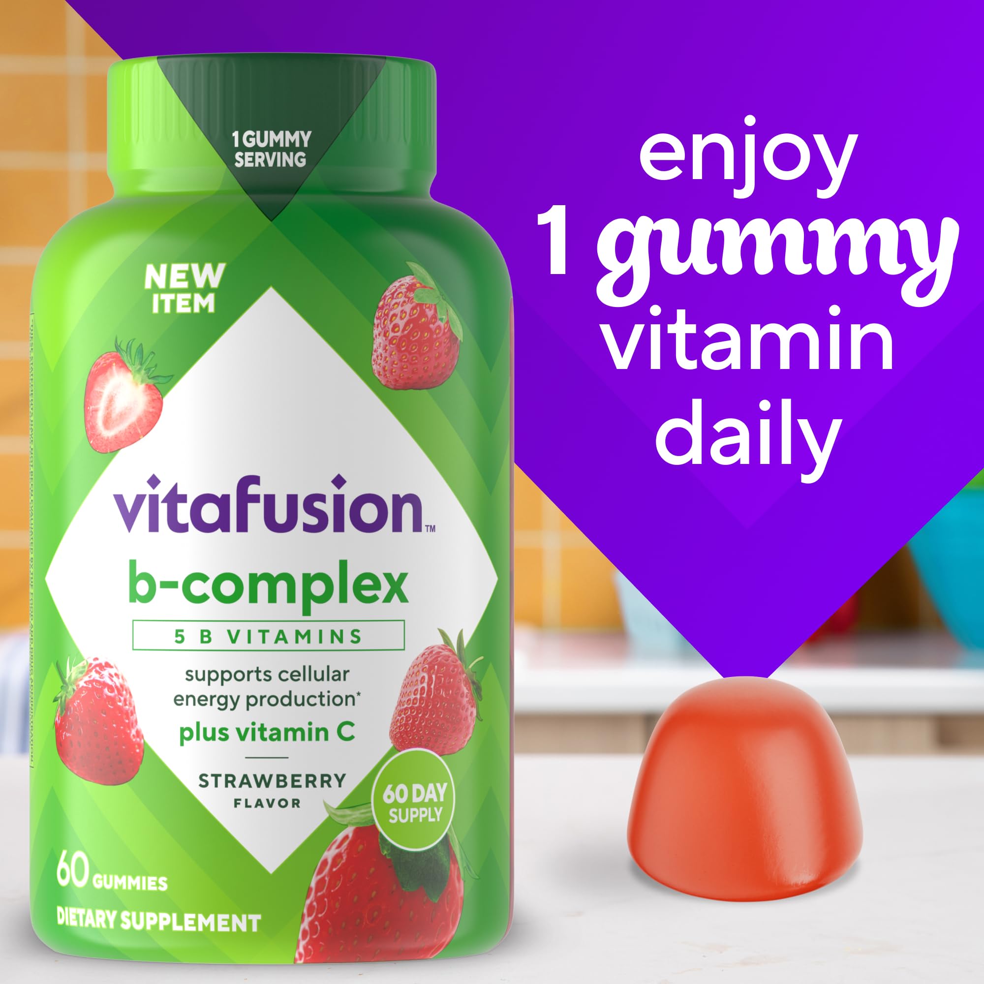 Foto 7 | Gomitas Vitafusion B-complex Con 5 Vitaminas B De 60 Unidades - Venta Internacional.