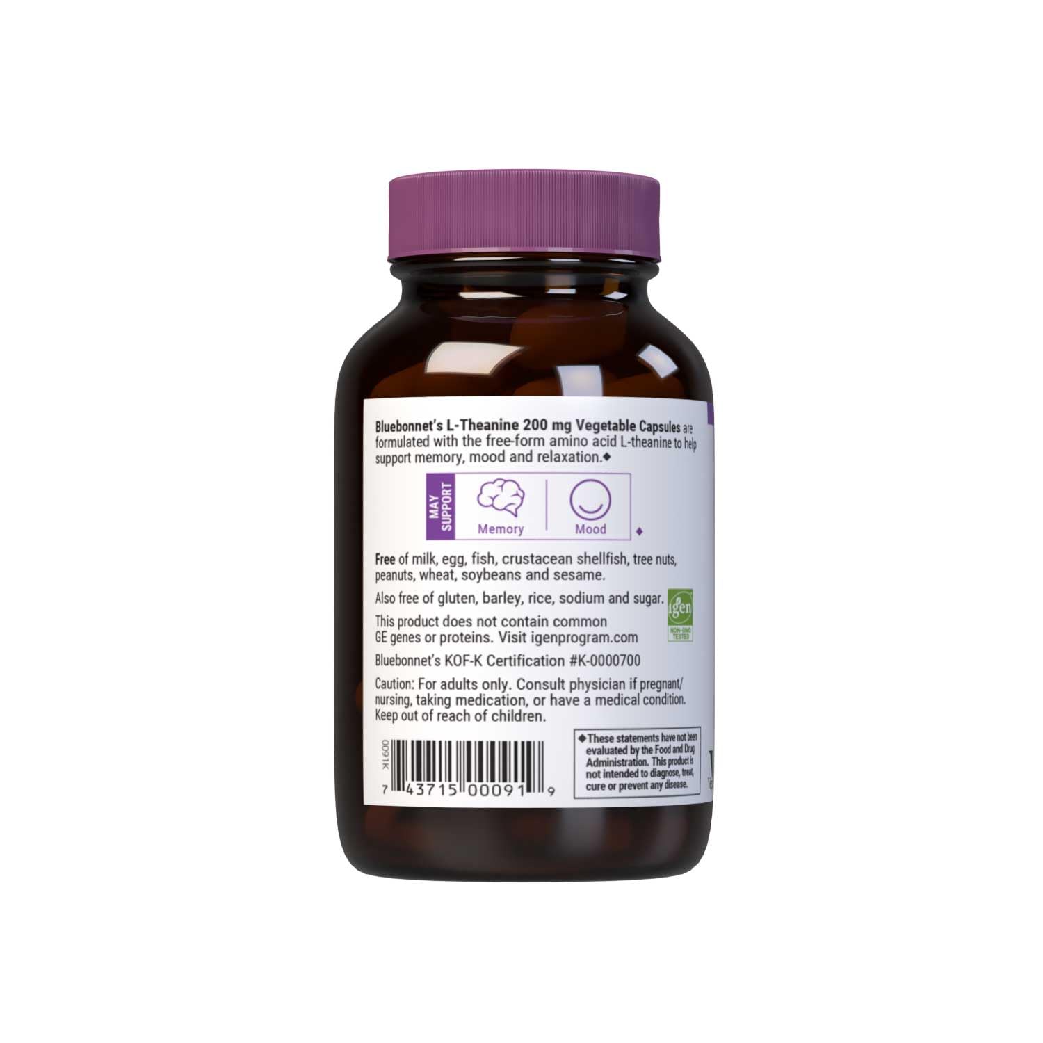 Foto 4 pulgar | Suplemento Bluebonnet Nutrition L-teanina 200 Mg 60 Cápsulas - Venta Internacional.