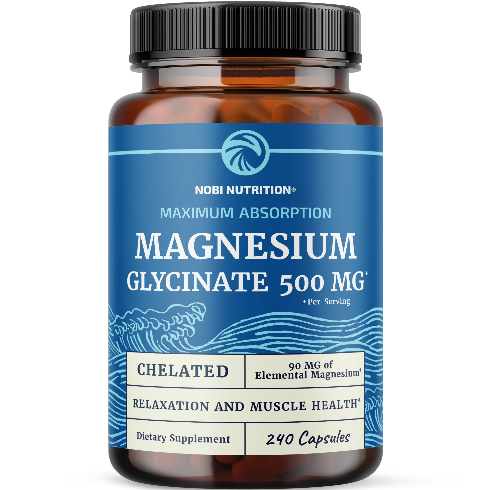 Foto 2 pulgar | Suplemento Nobi Nutrition De Glicinato De Magnesio, 500 Mg, 240 Unidades - Venta Internacional.