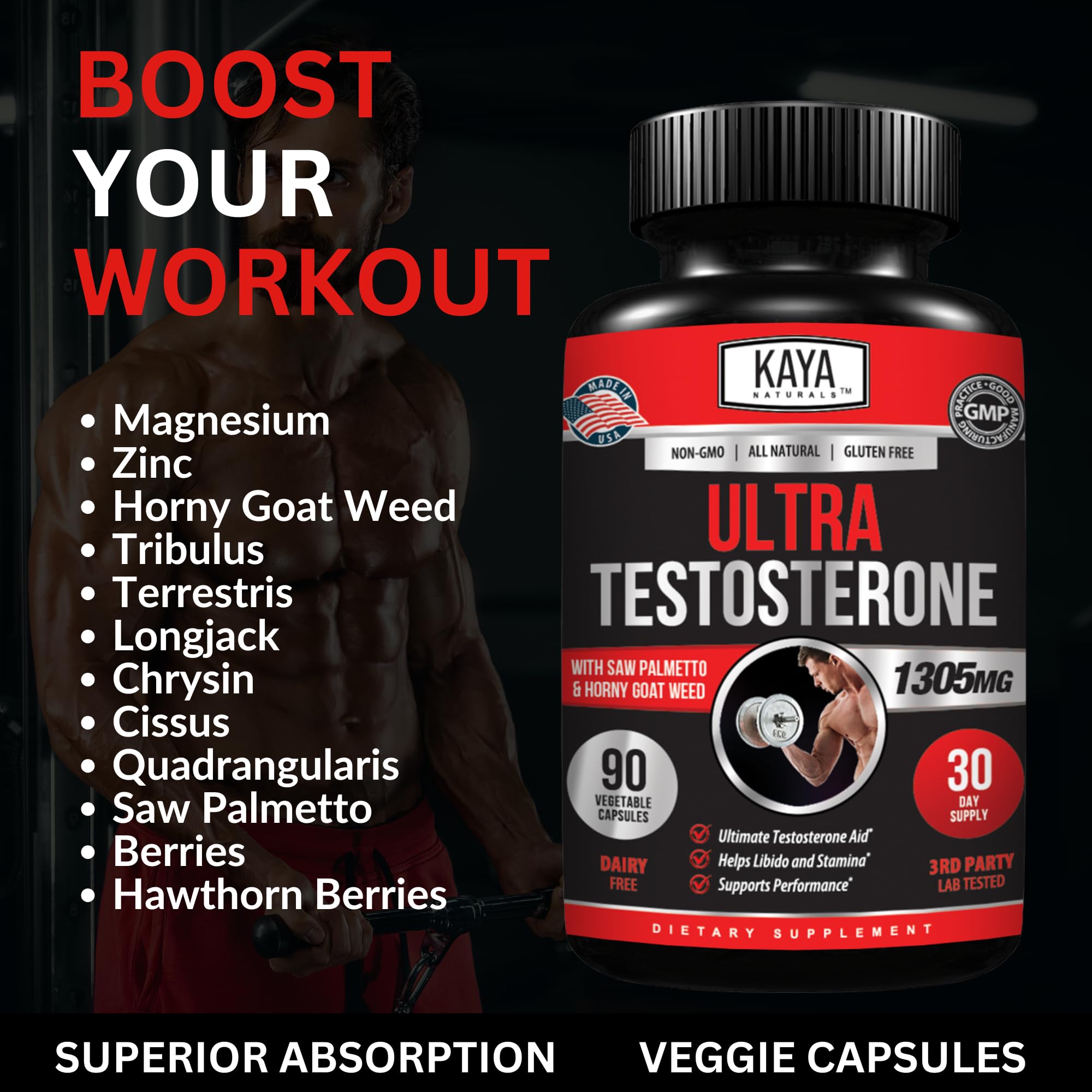 Foto 5 | Potenciador De Testosterona Kaya Naturals Ultra Testosterone 90ct - Venta Internacional.