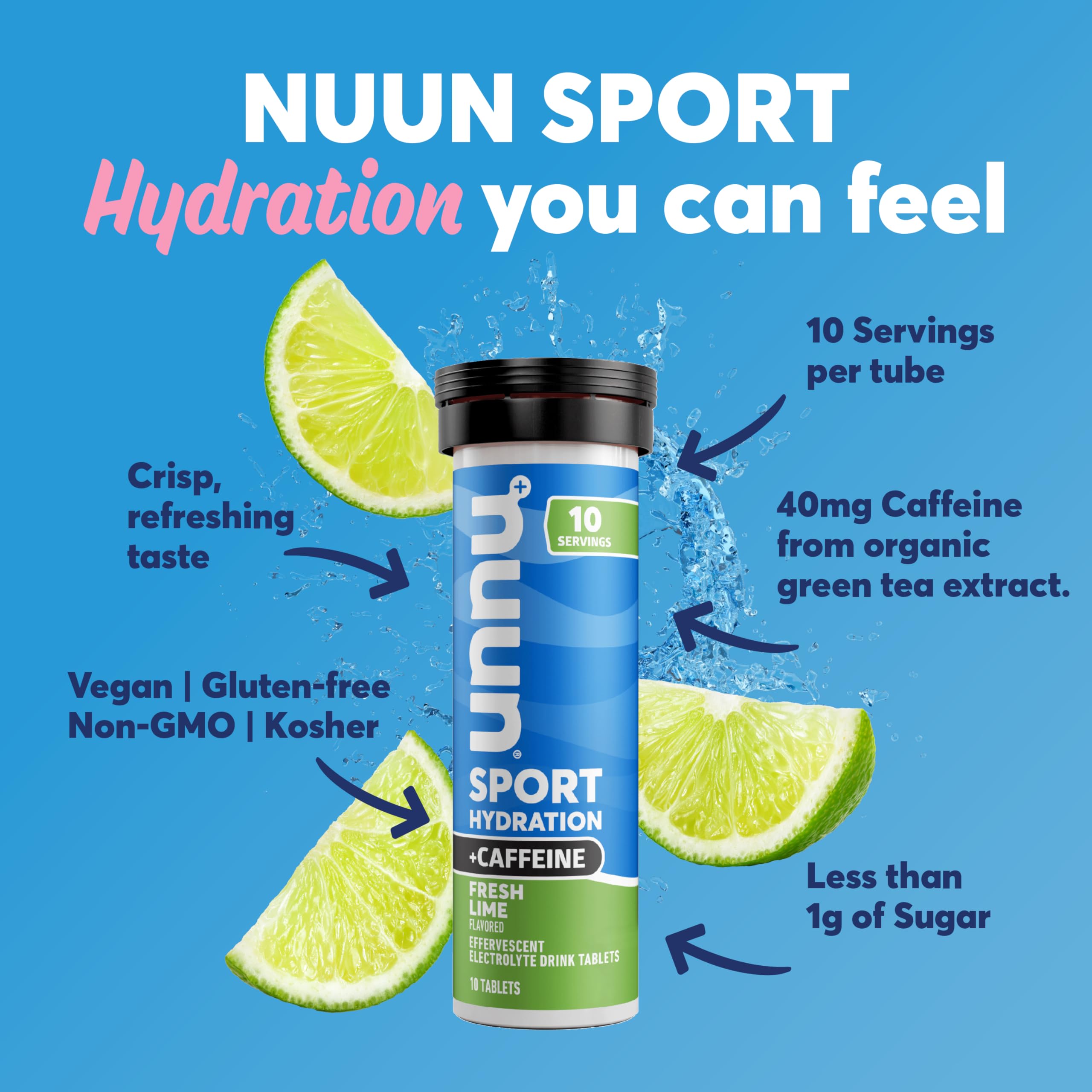 Foto 3 pulgar | Tabletas Electrolíticas Nuun Sport Con Cafeína Y Té Verde, Paquete De 8 - Venta Internacional.