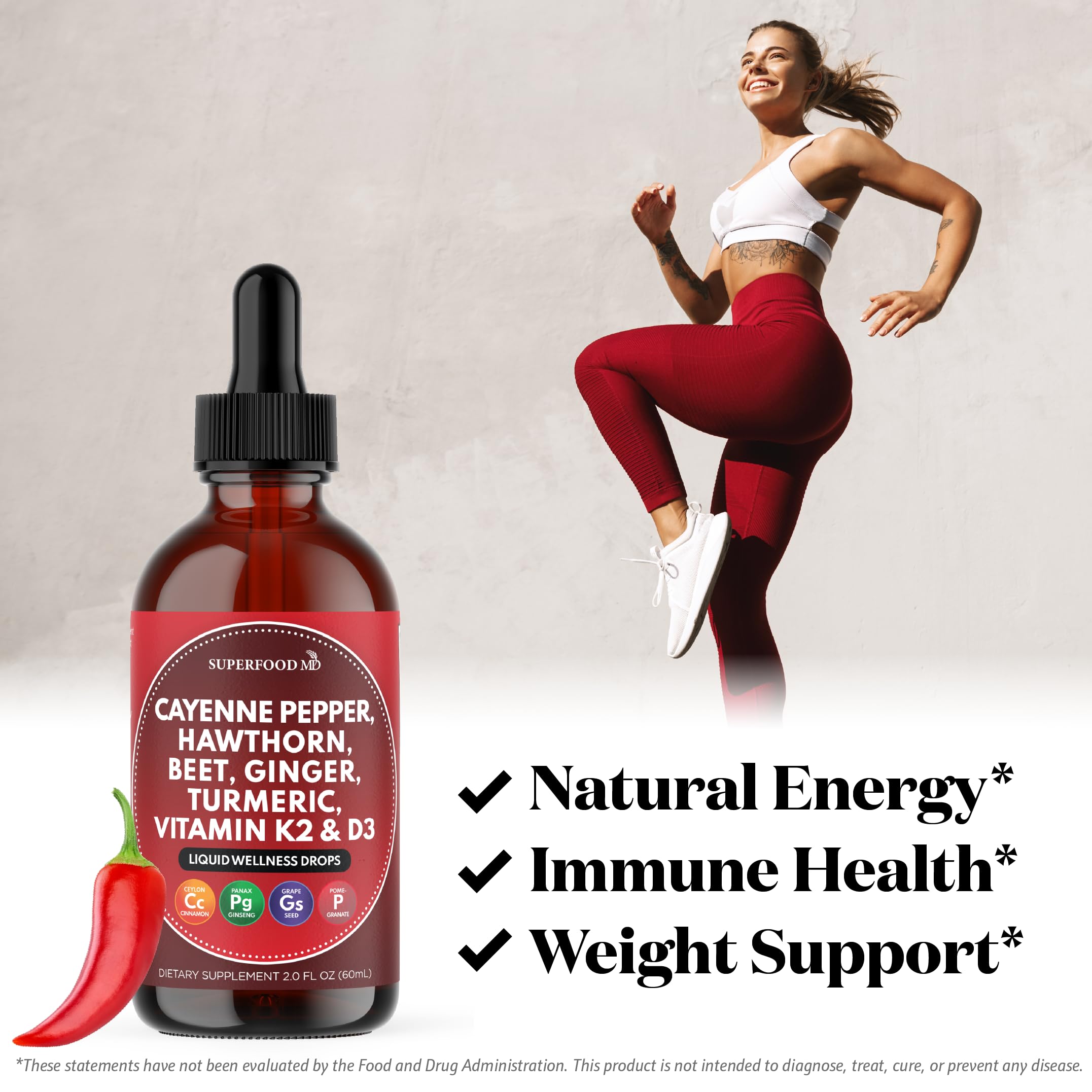 Foto 3 | Suplemento Líquido De Pimienta De Cayena Superfood Md De 120 Ml Con Espino Blanco - Venta Internacional.
