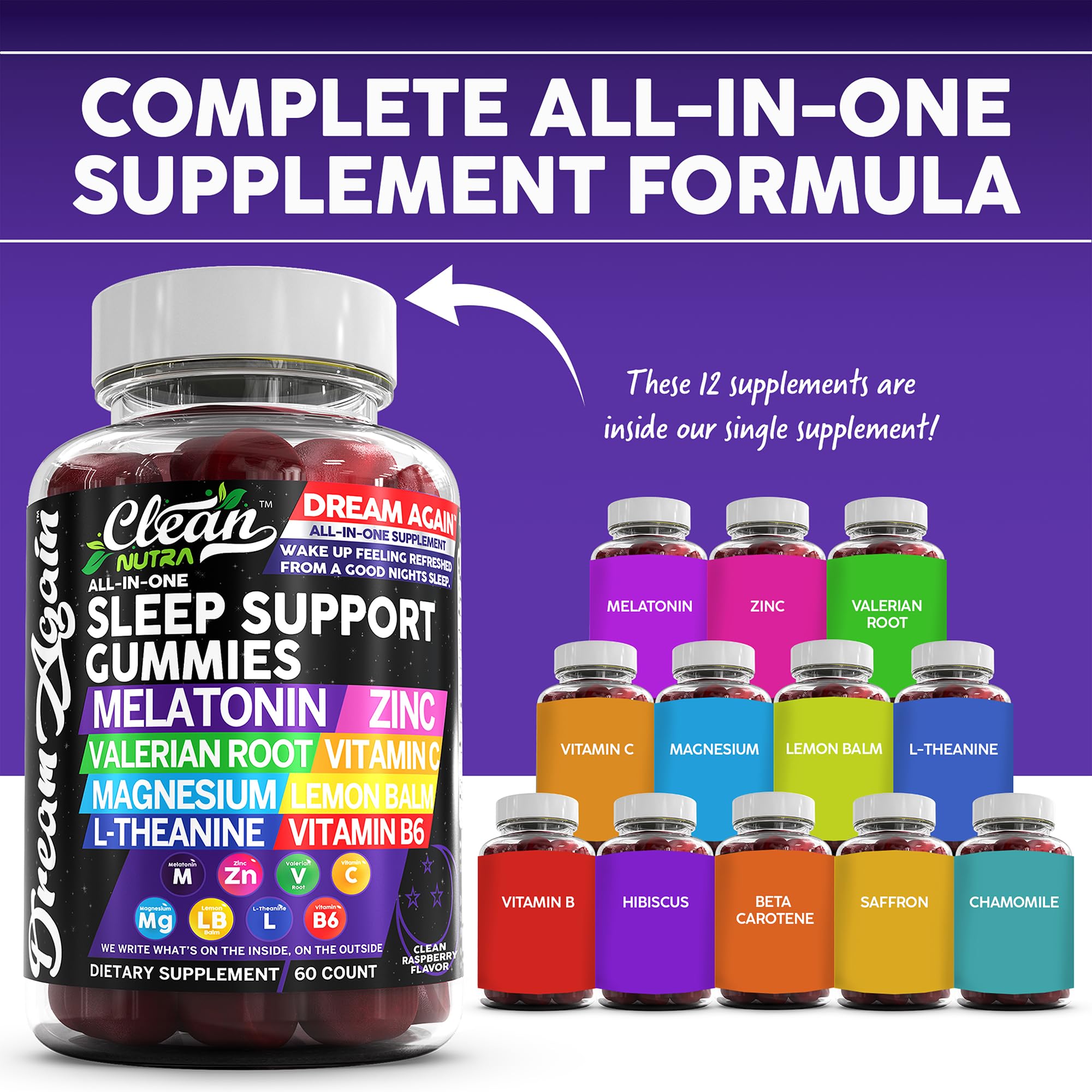 Foto 3 pulgar | Gominolas Sleep Aid Clean Nutra Melatonin 10 Mg Con Valeriana - Venta Internacional.