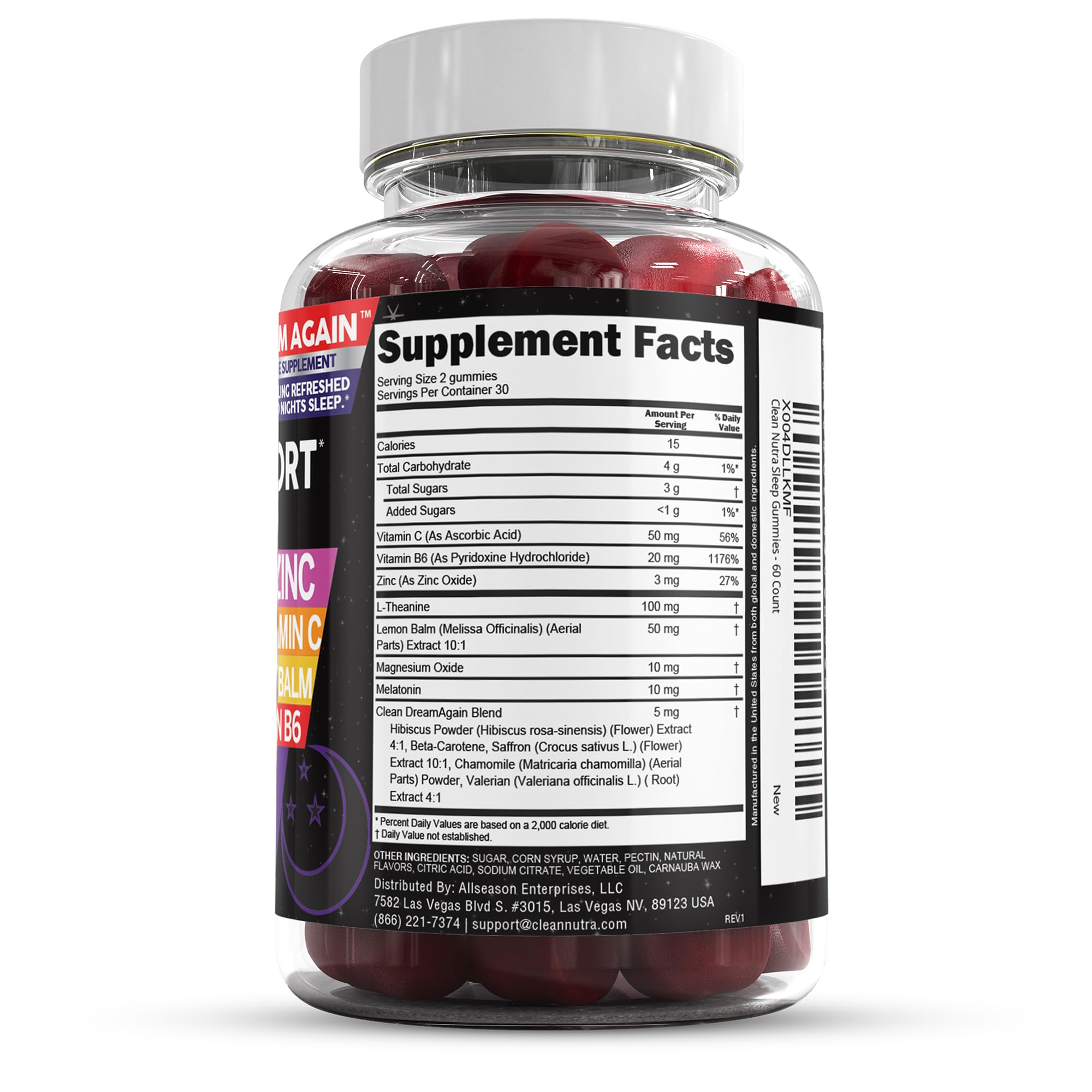 Foto 4 pulgar | Gominolas Sleep Aid Clean Nutra Melatonin 10 Mg Con Valeriana - Venta Internacional.