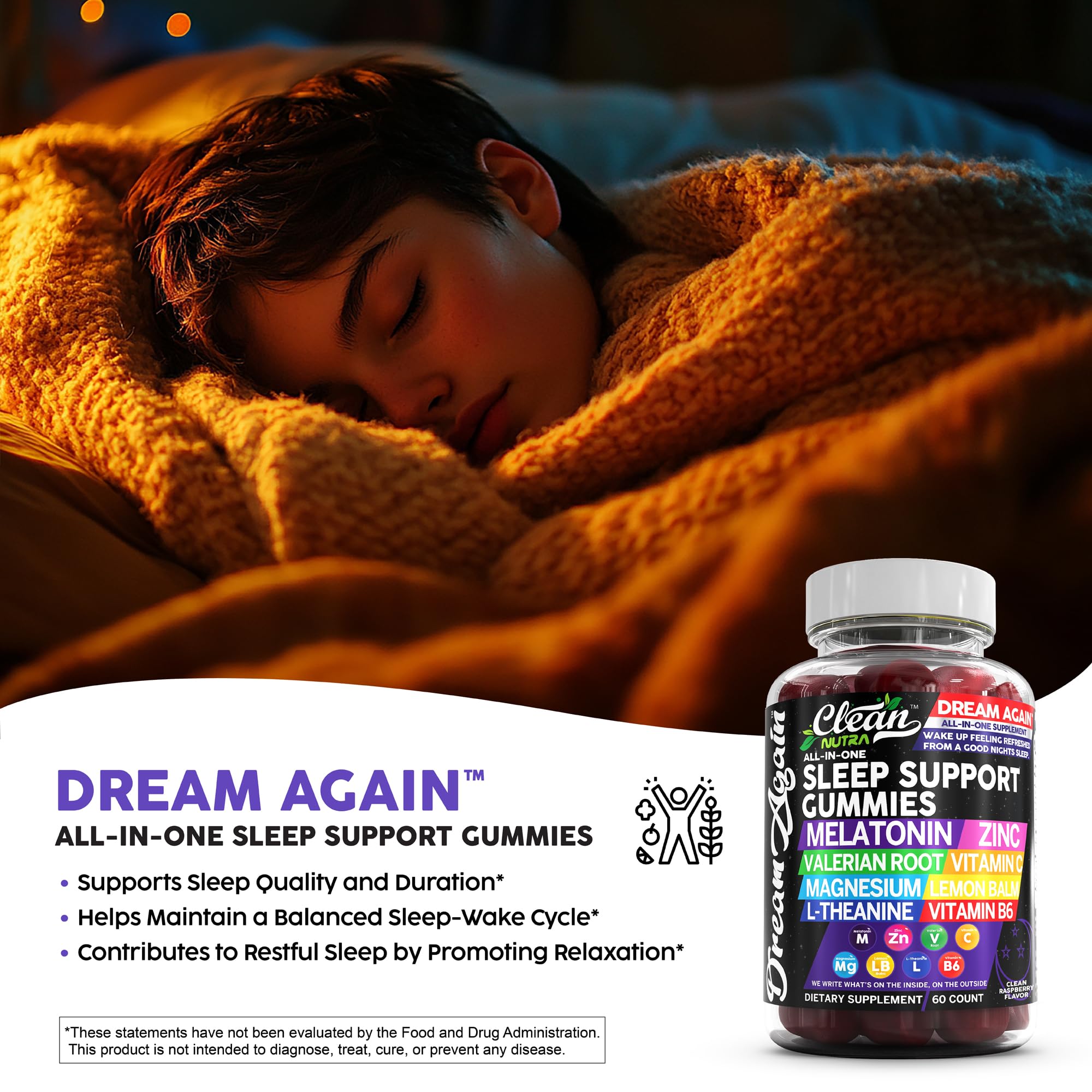 Foto 5 pulgar | Gominolas Sleep Aid Clean Nutra Melatonin 10 Mg Con Valeriana - Venta Internacional.