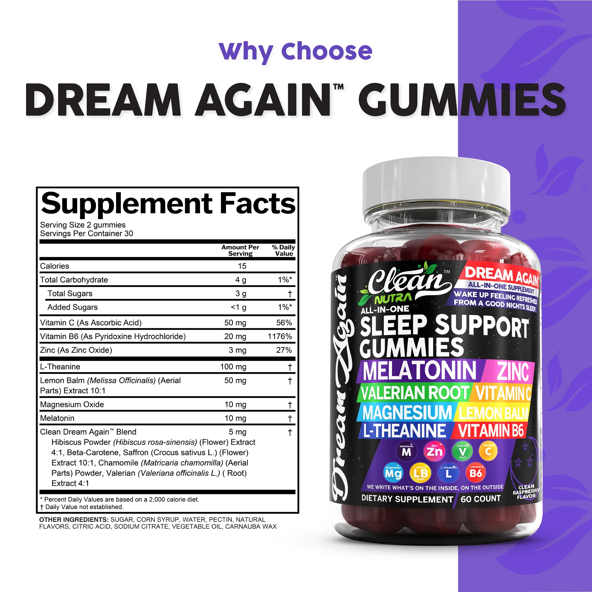 Foto 7 pulgar | Gominolas Sleep Aid Clean Nutra Melatonin 10 Mg Con Valeriana - Venta Internacional.