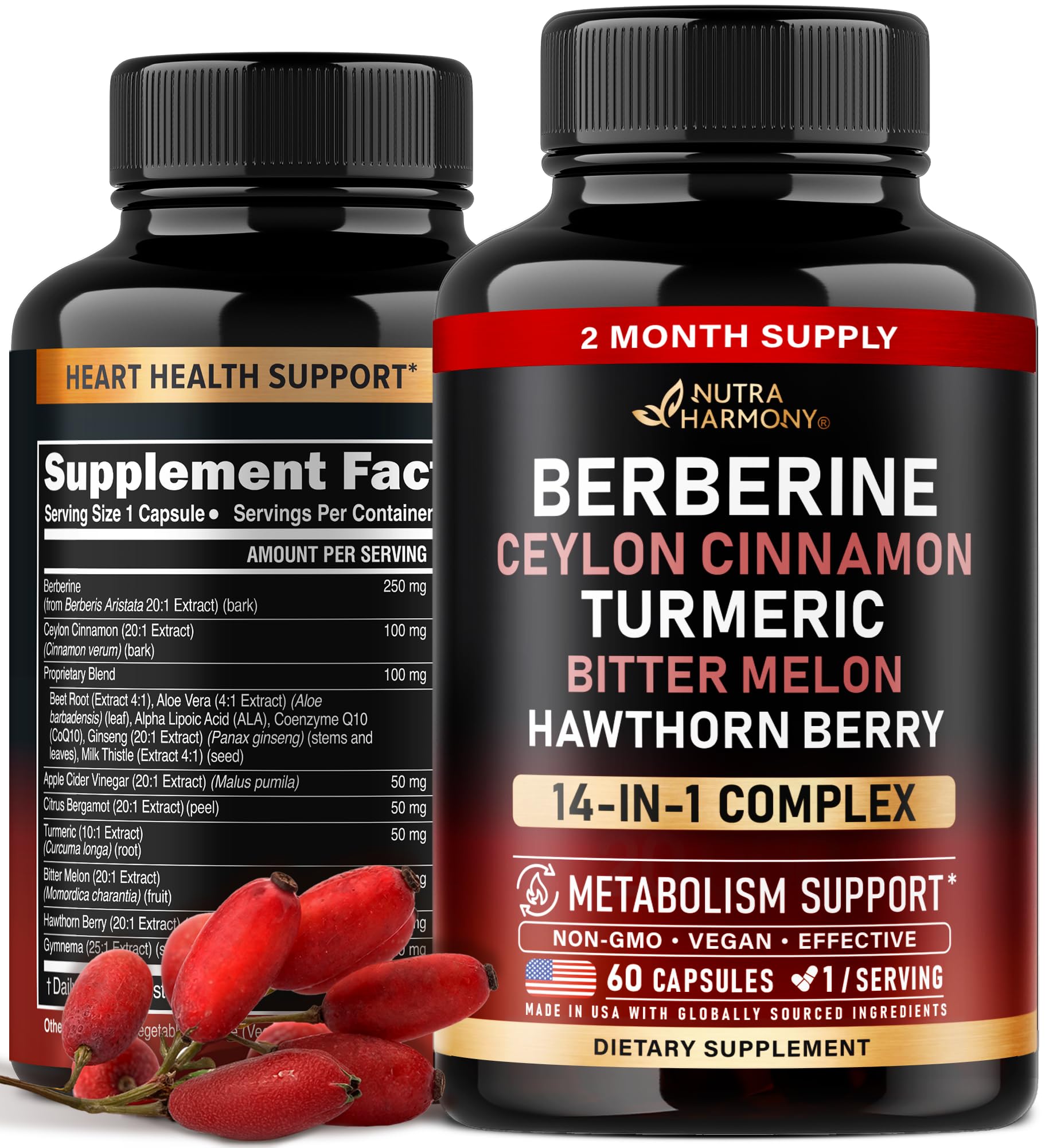 Foto 1 | Suplemento Nutraharmony Berberina Y Canela De Ceilán 60 Cápsulas - Venta Internacional.