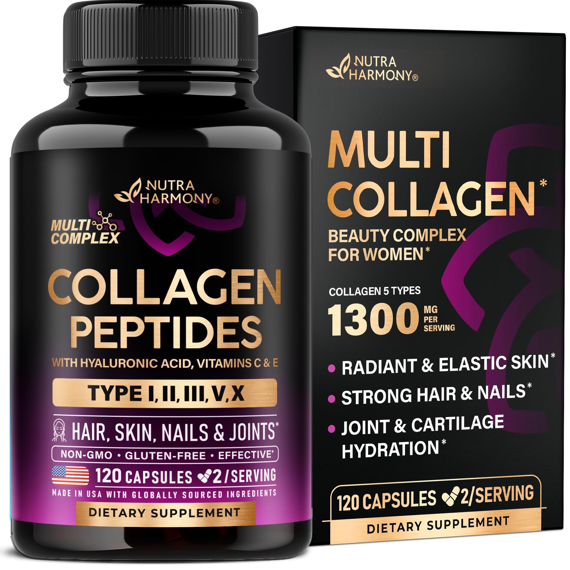 Foto 1 | Suplemento De Colágeno Nutraharmony Multi Collagen 1300 Mg 120 Cápsulas - Venta Internacional.