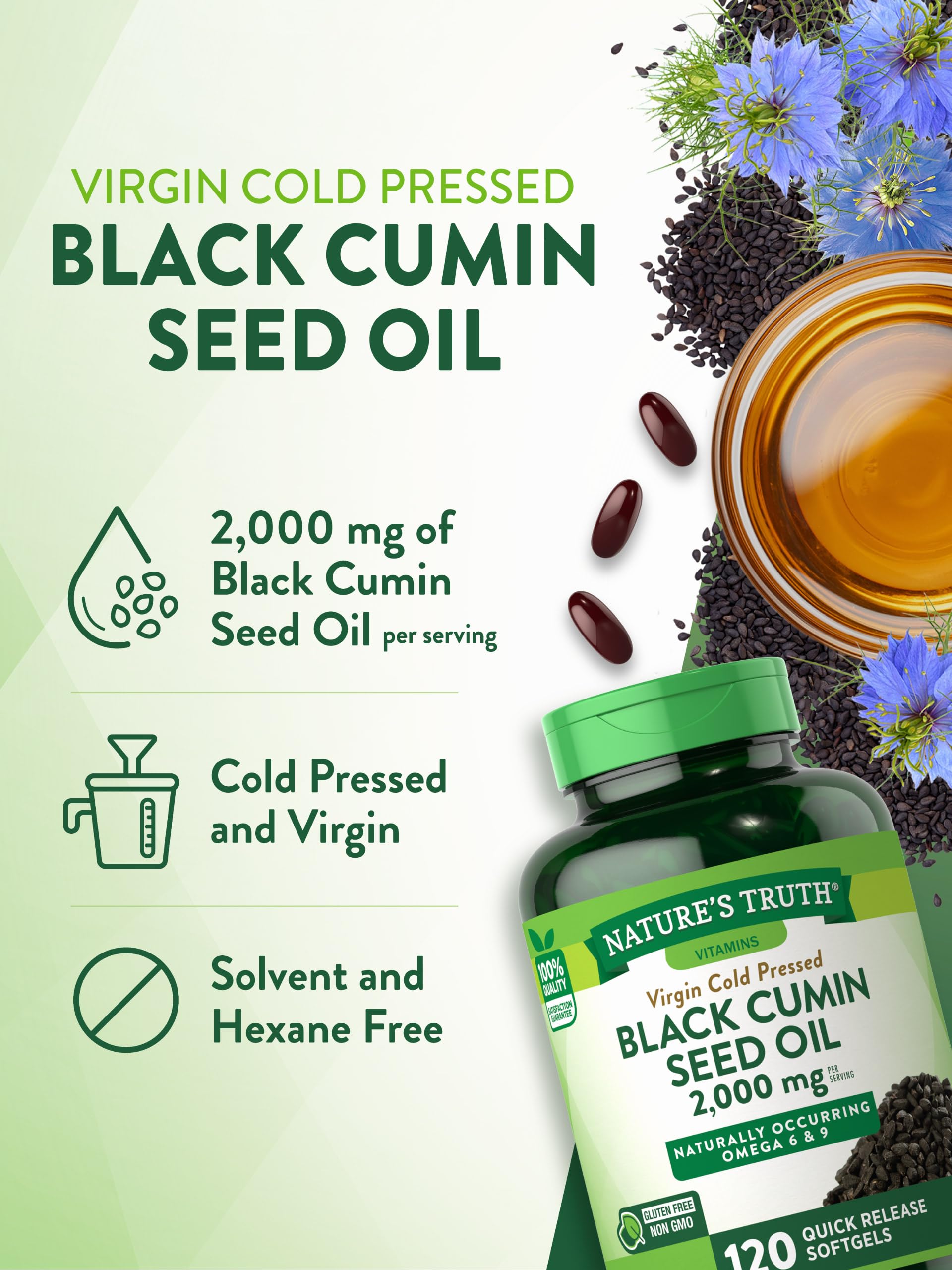 Foto 4 | Suplemento De Aceite De Semilla Negra Nature's Truth 2000 Mg 120 Cápsulas Blandas - Venta Internacional.