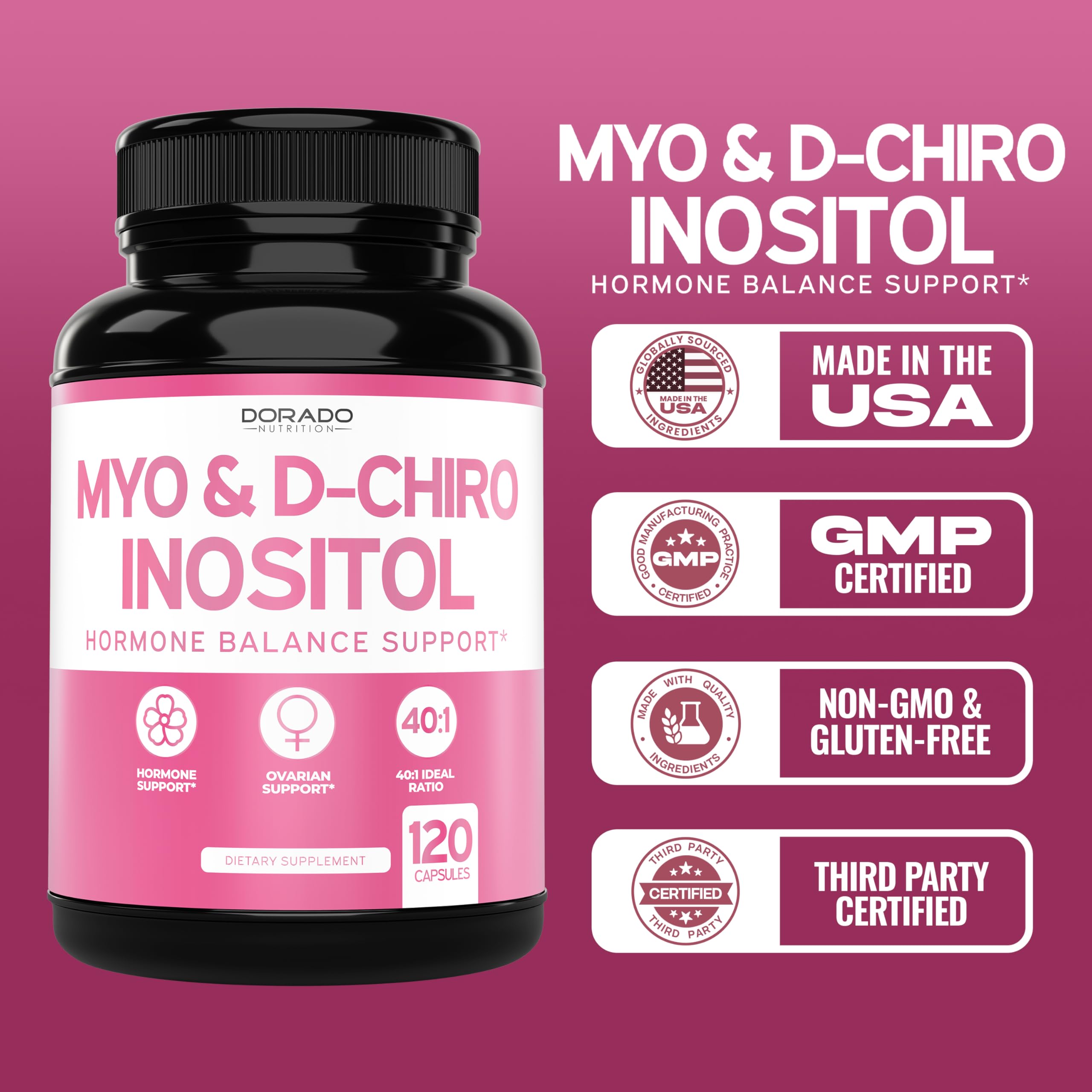Foto 5 | Suplemento Dorado Nutrition Con Mioinositol Y D-chiro Inositol - Venta Internacional.