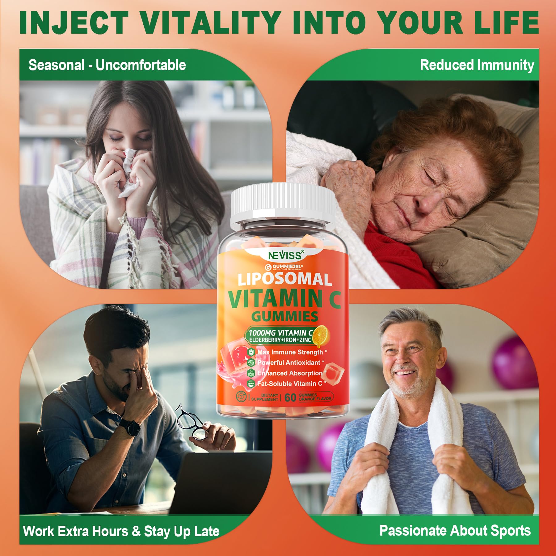 Foto 7 pulgar | Gomitas De Vitamina C Neviss Liposomal De 1000 Mg Para Adultos, Paquete De 1 - Venta Internacional.