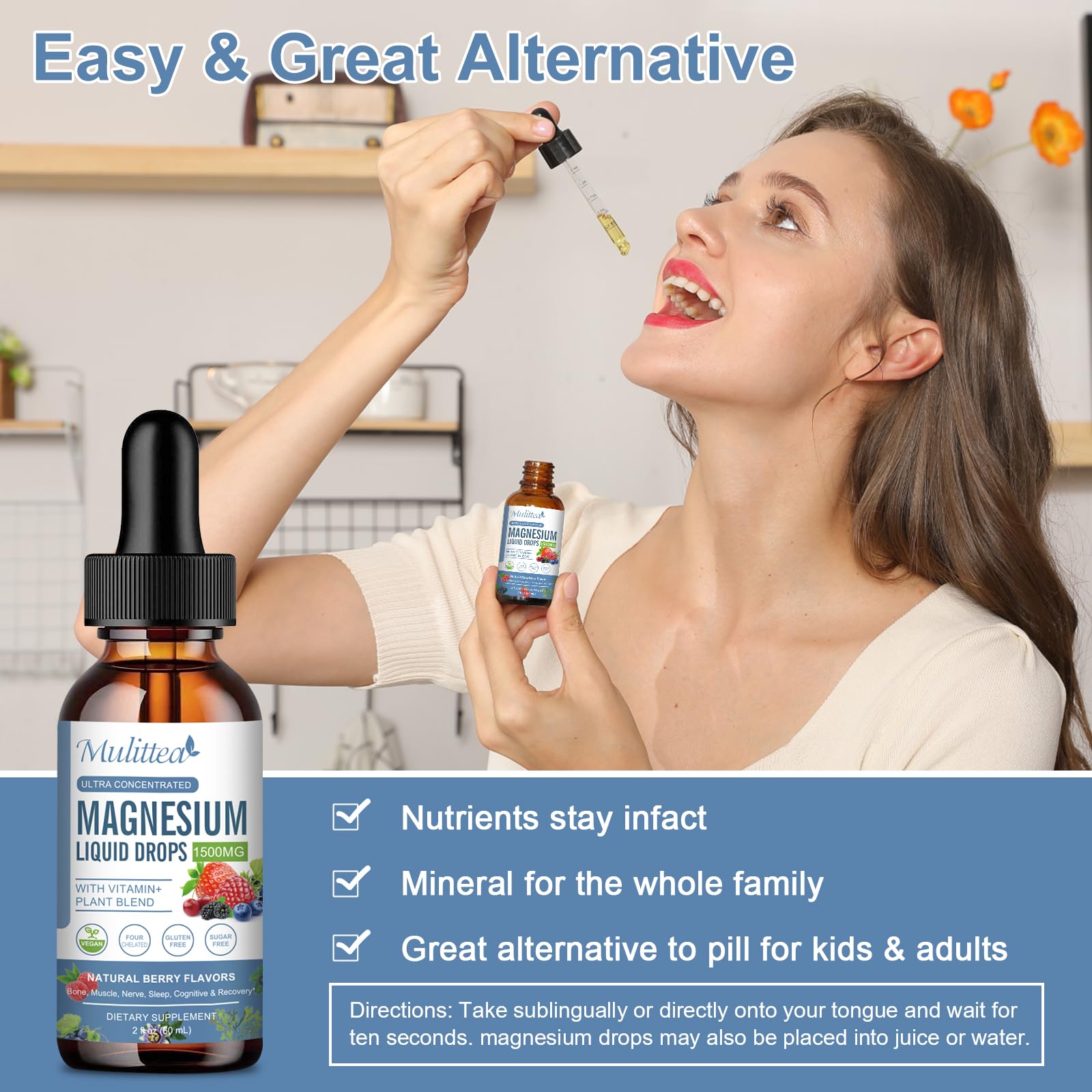 Foto 4 | Suplemento Mulittea Líquido De Glicinato De Magnesio En Gota 1500 Mg - Venta Internacional.