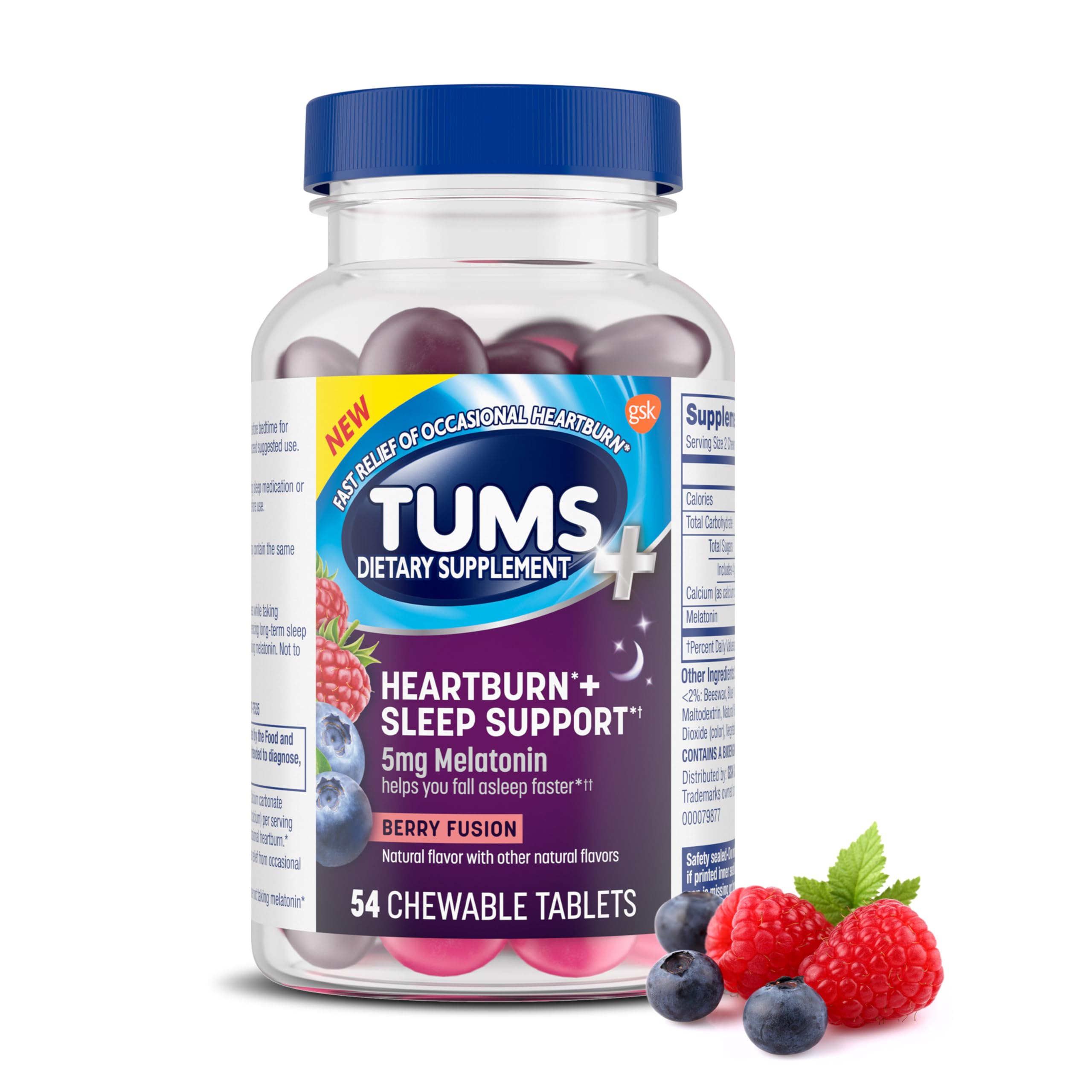 Foto 2 pulgar | Suplemento Tums Heartburn + Sleep Support 54 Comprimidos Berry - Venta Internacional.