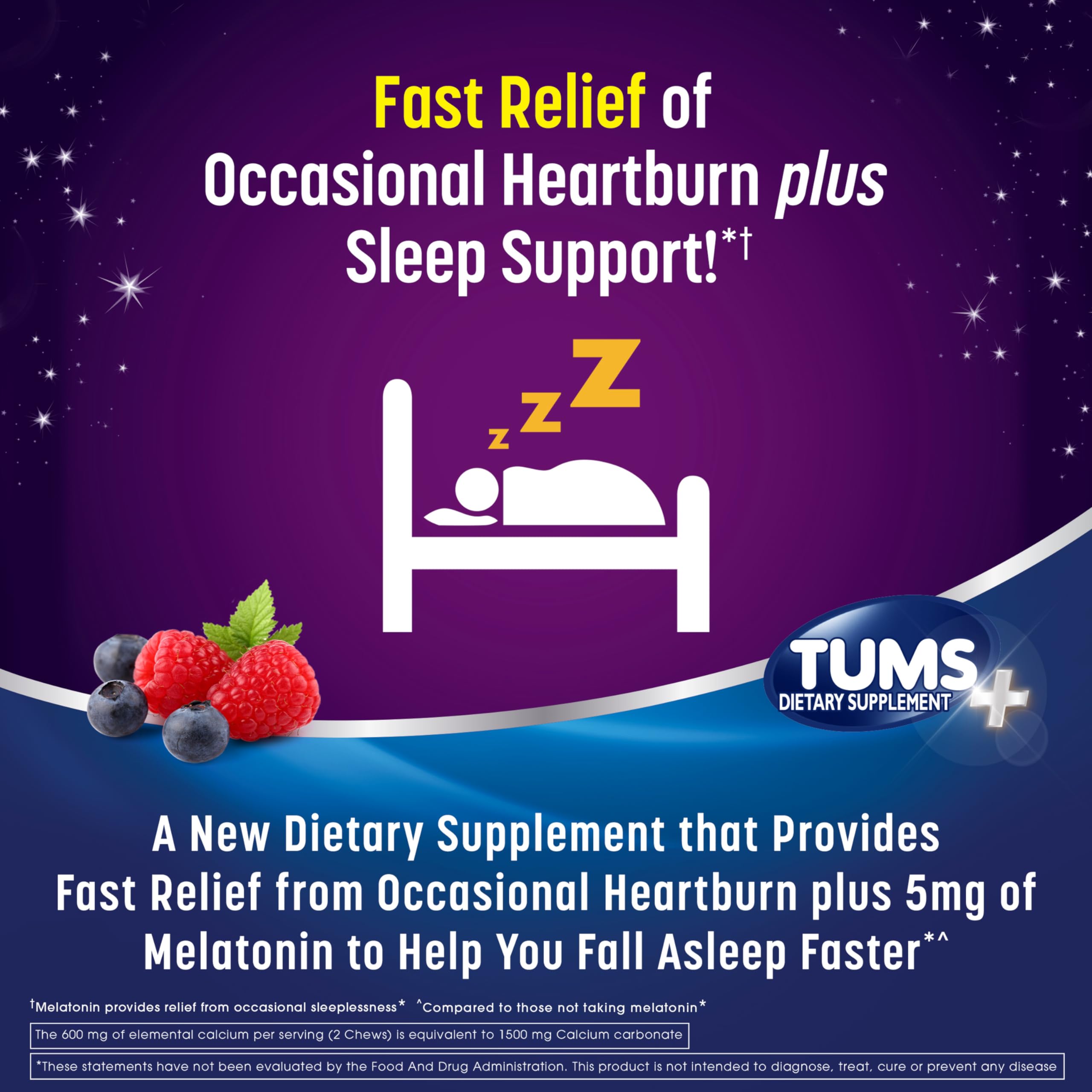 Foto 4 pulgar | Suplemento Tums Heartburn + Sleep Support 54 Comprimidos Berry - Venta Internacional.