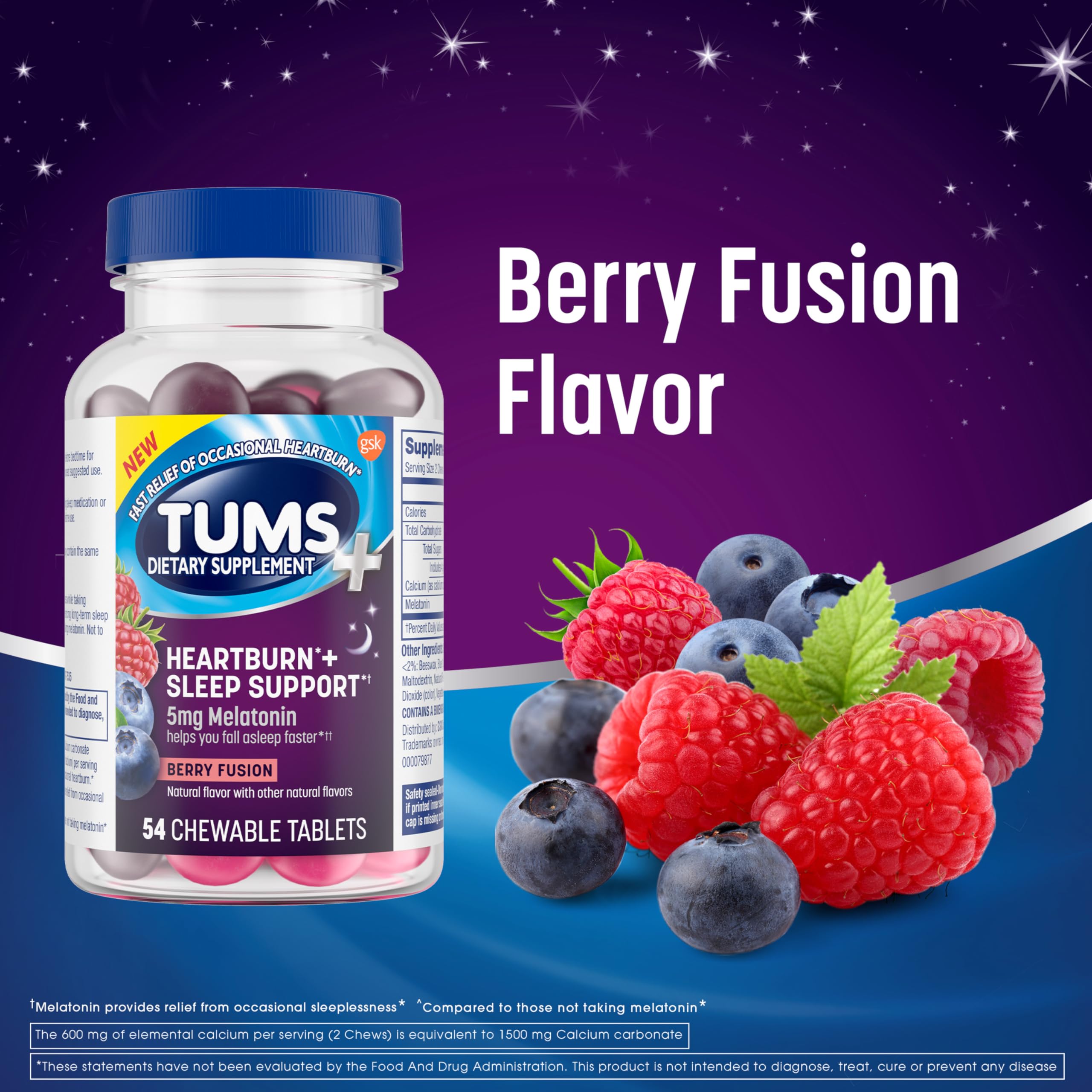 Foto 6 pulgar | Suplemento Tums Heartburn + Sleep Support 54 Comprimidos Berry - Venta Internacional.