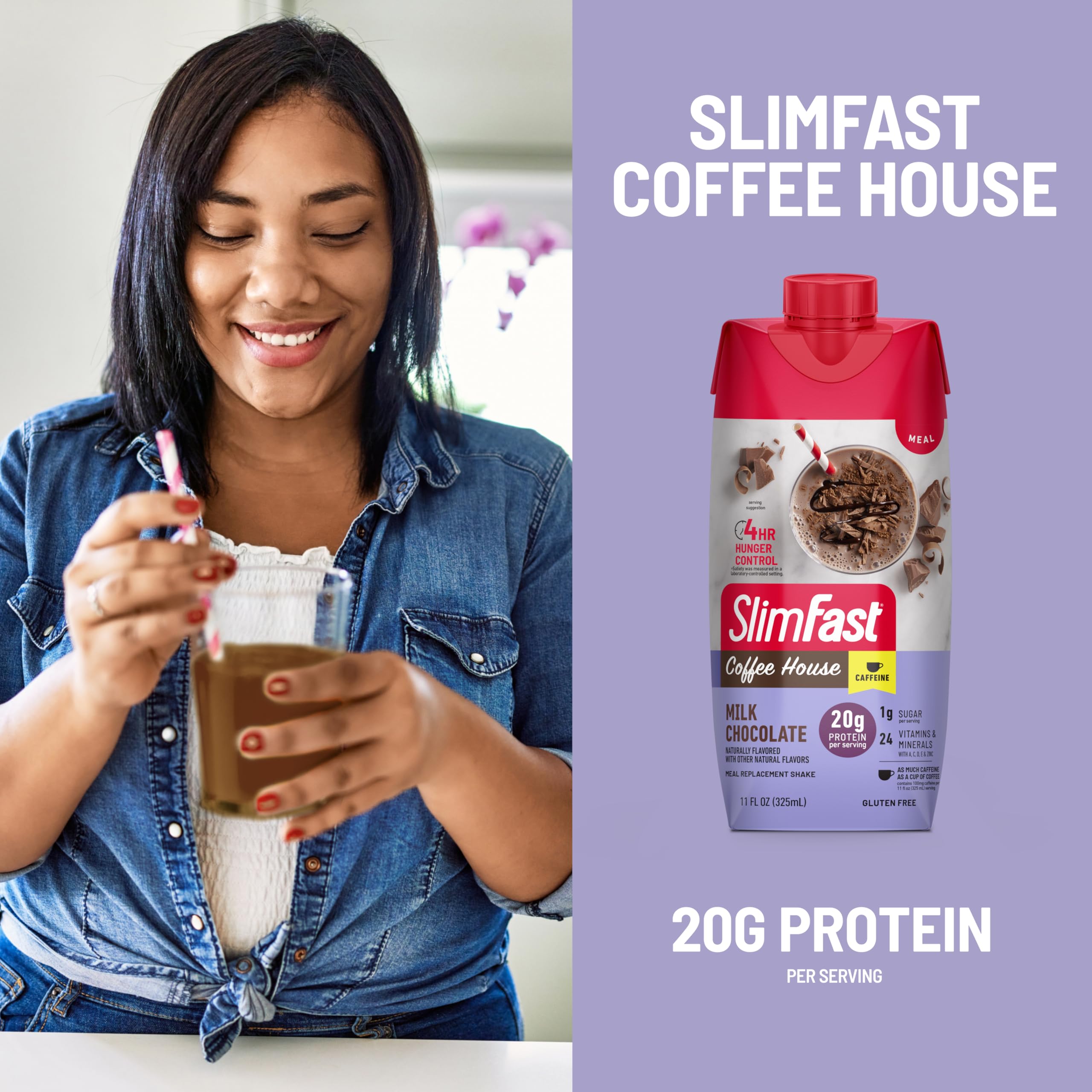Foto 5 pulgar | Batido Proteico Slimfast De Chocolate Con Leche, 20 G De Proteína, 325 Ml, 12 Unidades - Venta Internacional.