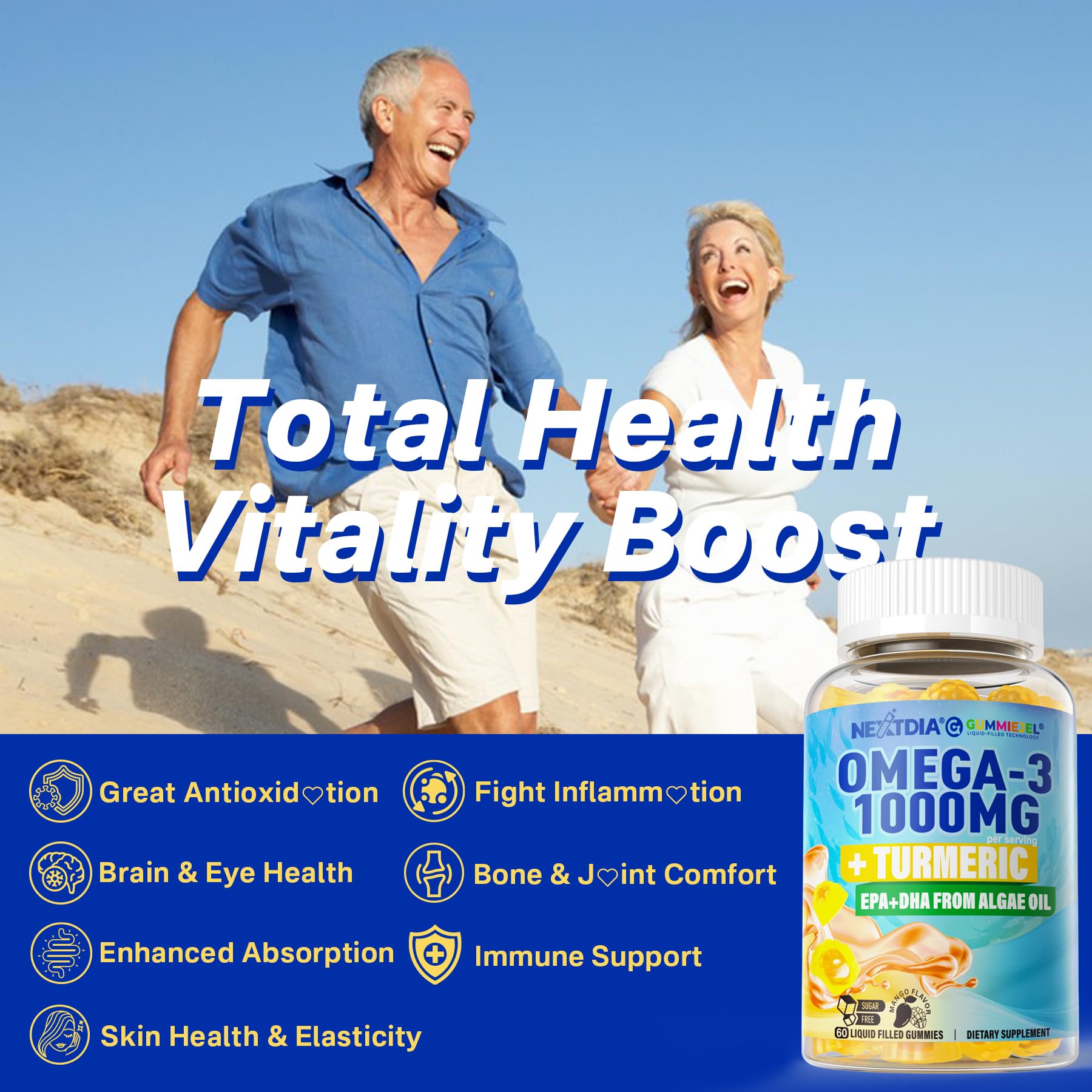 Foto 6 pulgar | Gomitas Veganas Omega-3 Nextdia 1000 Mg + Cúrcuma 60 Unidades - Venta Internacional.