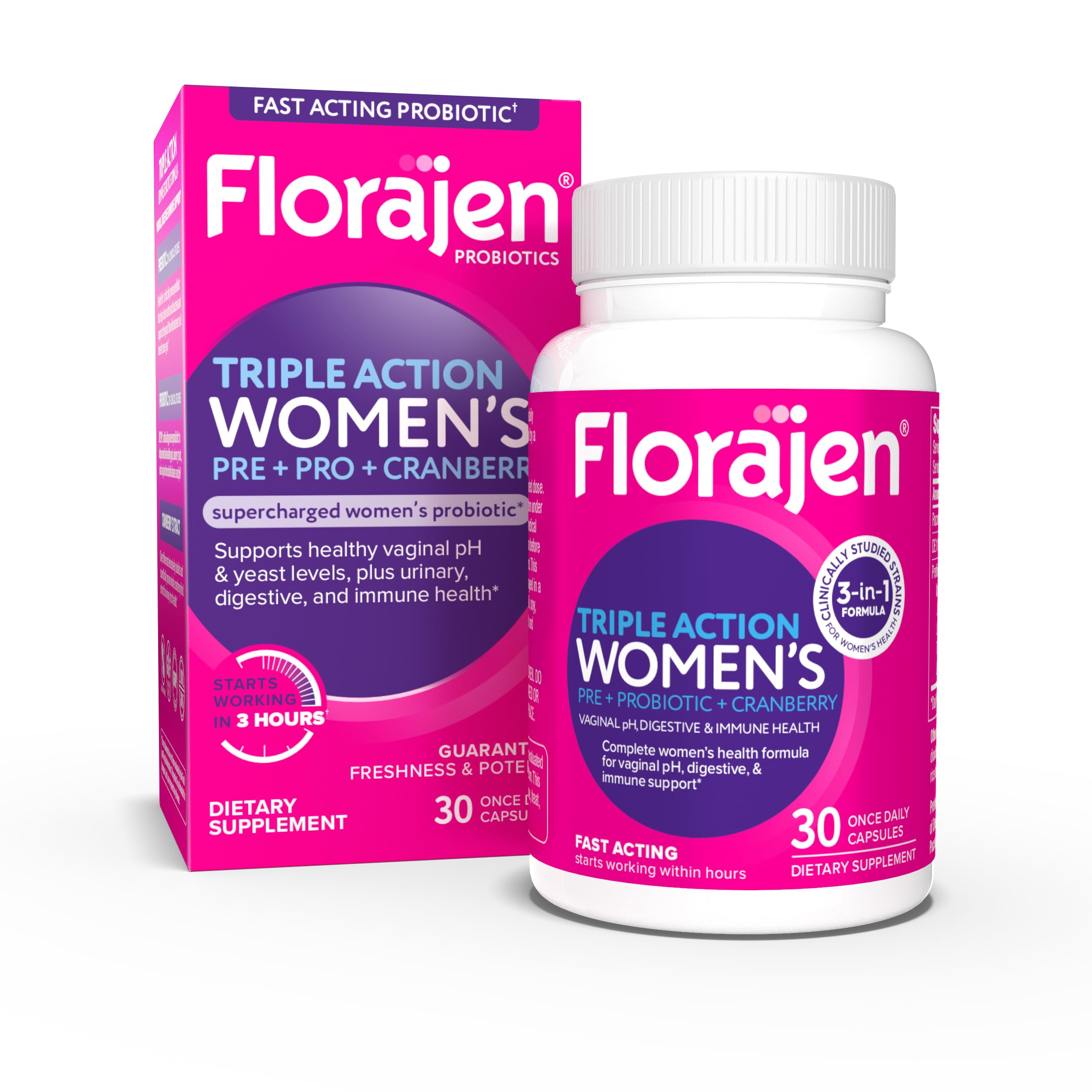Foto 2 pulgar | Suplemento Probiótico Florajen De Triple Acción Para Mujer, 30 Cápsulas - Venta Internacional.