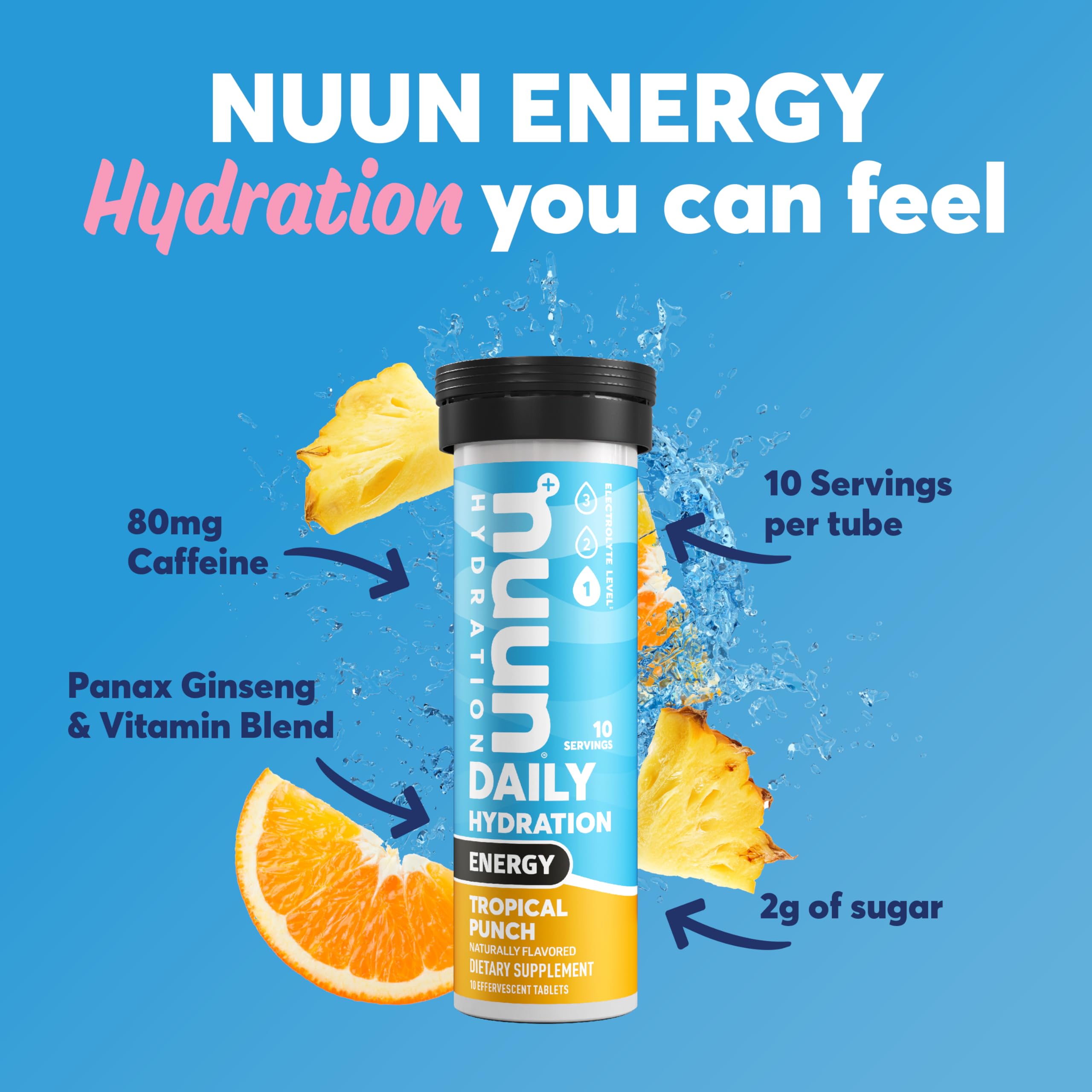 Foto 3 pulgar | Tabletas Electrolíticas Nuun Energy Con Ginseng Y Cafeína 80 Unidades - Venta Internacional.