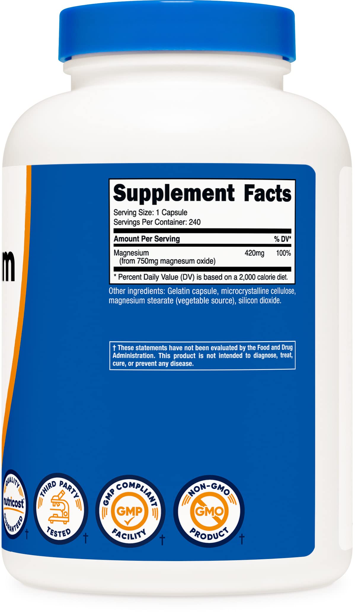 Foto 5 pulgar | Suplemento Nutricost De Óxido De Magnesio 750 Mg 240 Cápsulas X3 - Venta Internacional.