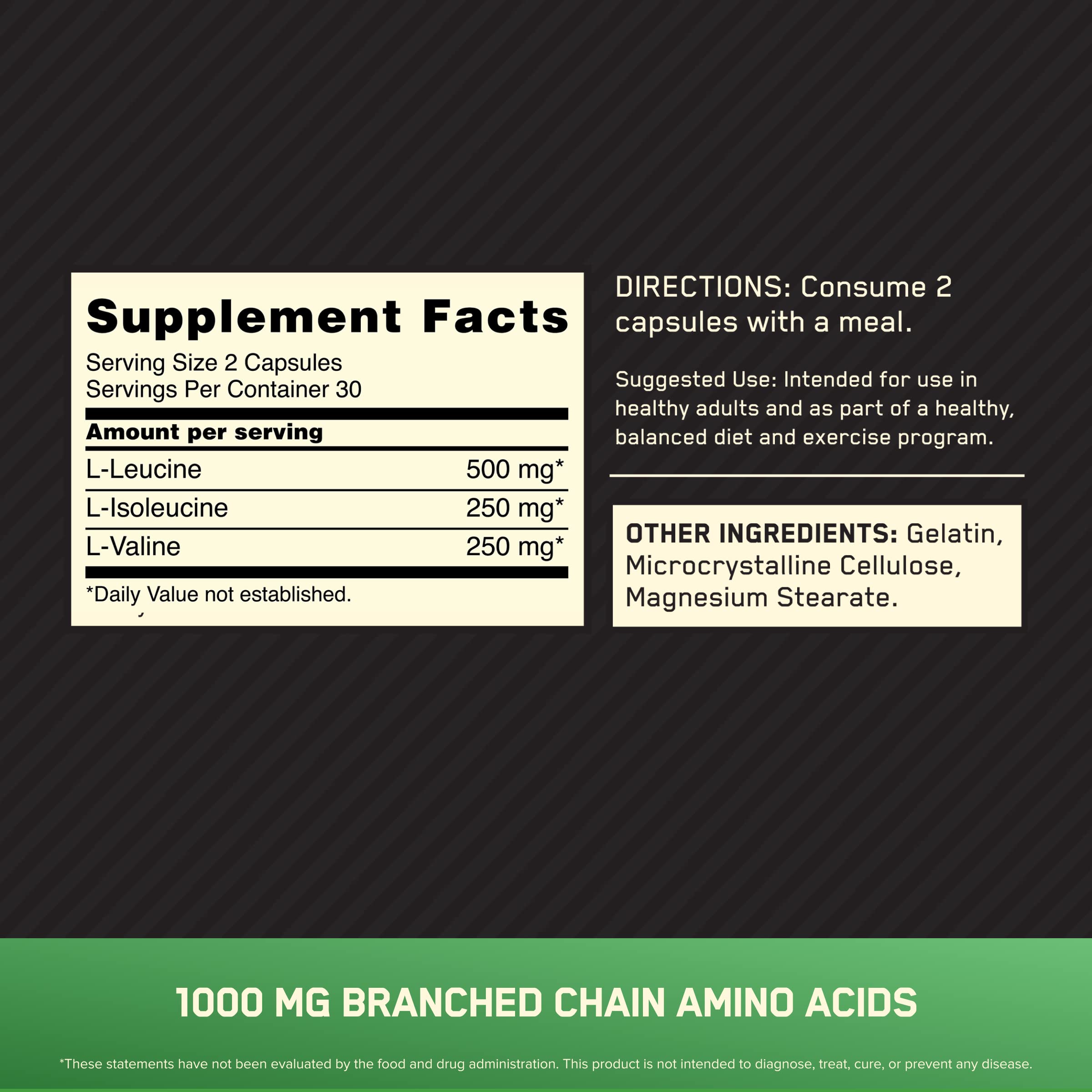 Foto 3 pulgar | Cápsulas De Bcaa Supplement Optimum Nutrition, 1000 Mg, 60 Unidades - Venta Internacional.