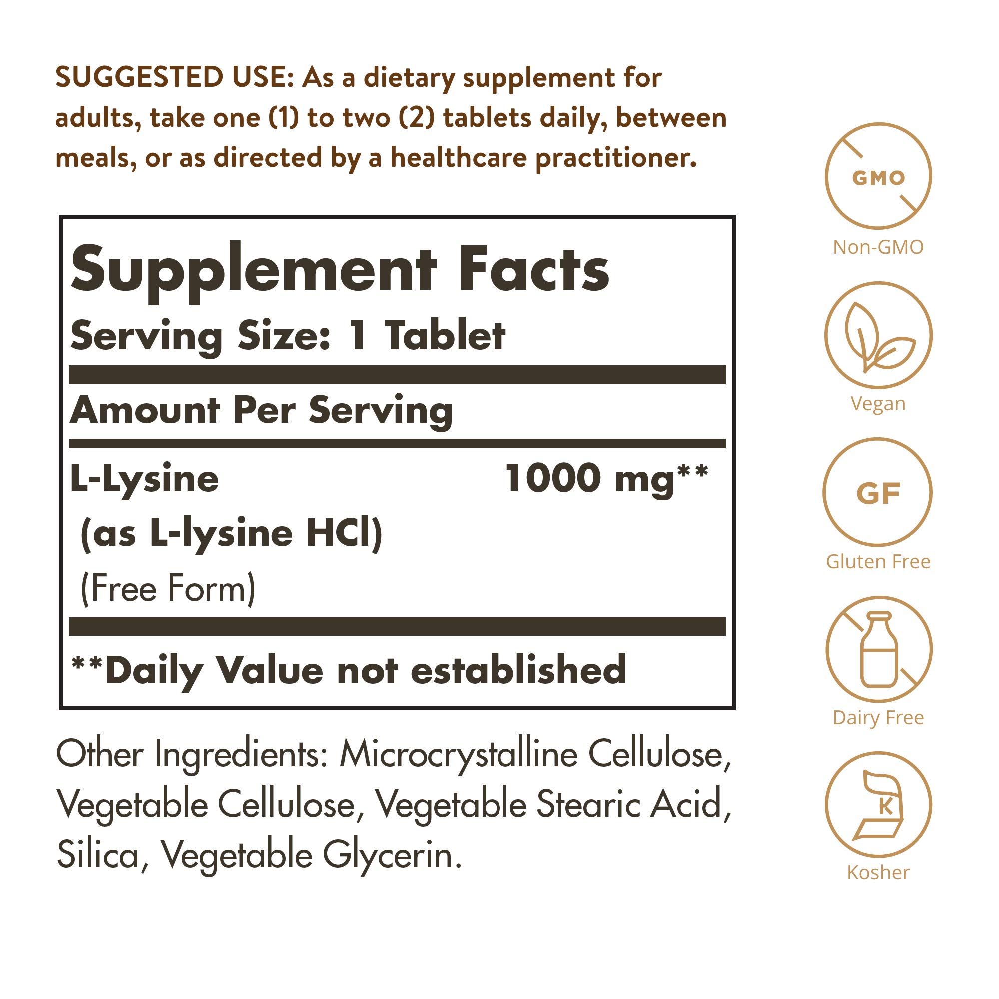 Foto 3 pulgar | Suplemento Solgar L-lisina 1000 Mg 100 Comprimidos Veganos Sin Gluten - Venta Internacional.