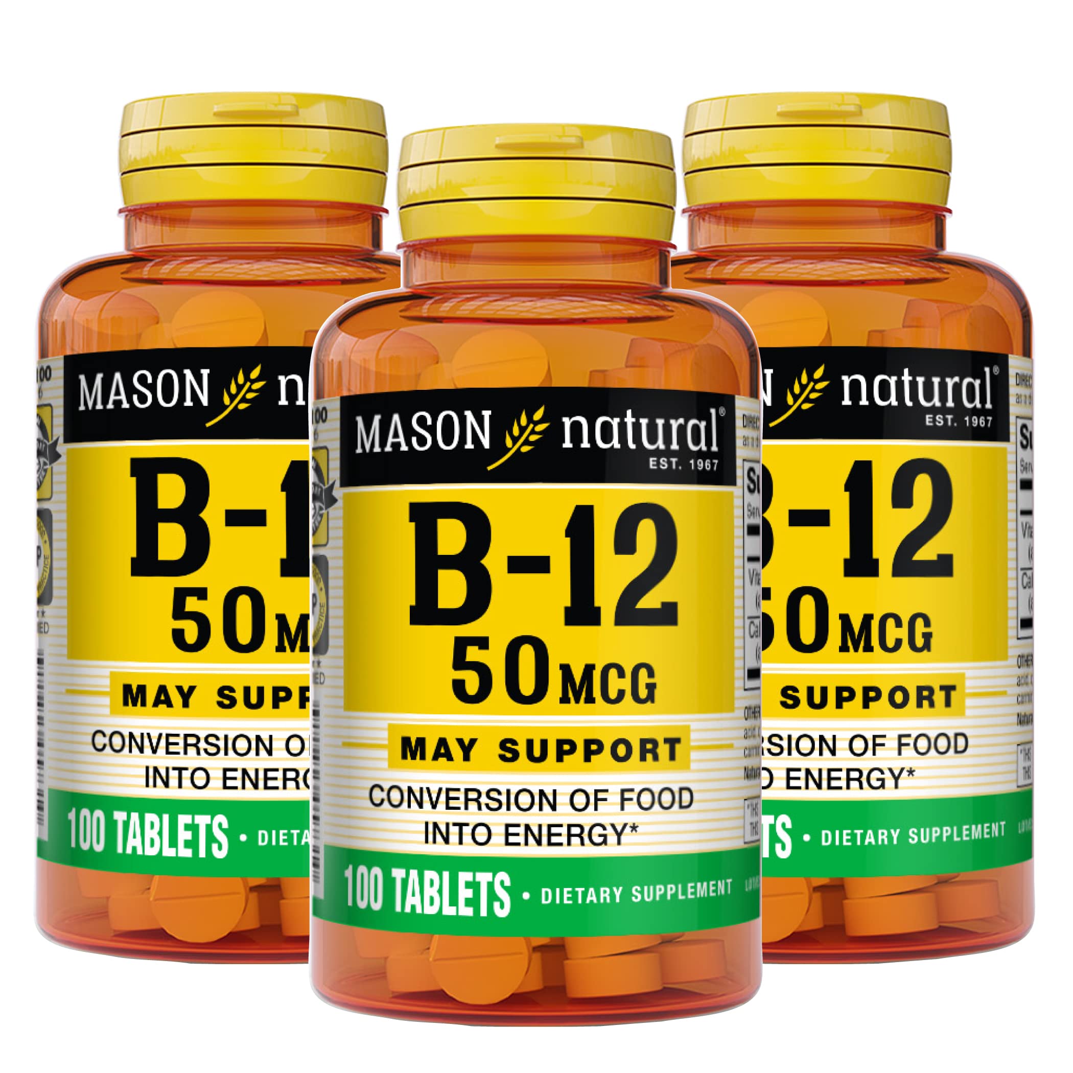 Foto 2 pulgar | Suplemento Mason Natural De Vitamina B12 50 Mcg Con Calcio 100 Comprimidos - Venta Internacional.