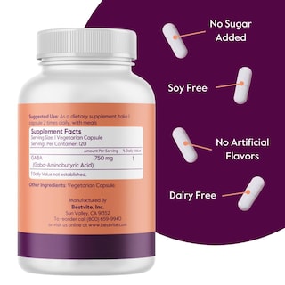 Foto 2 | Suplemento Bestvite Gaba 750 Mg 240 Cápsulas Veganas - Venta Internacional.
