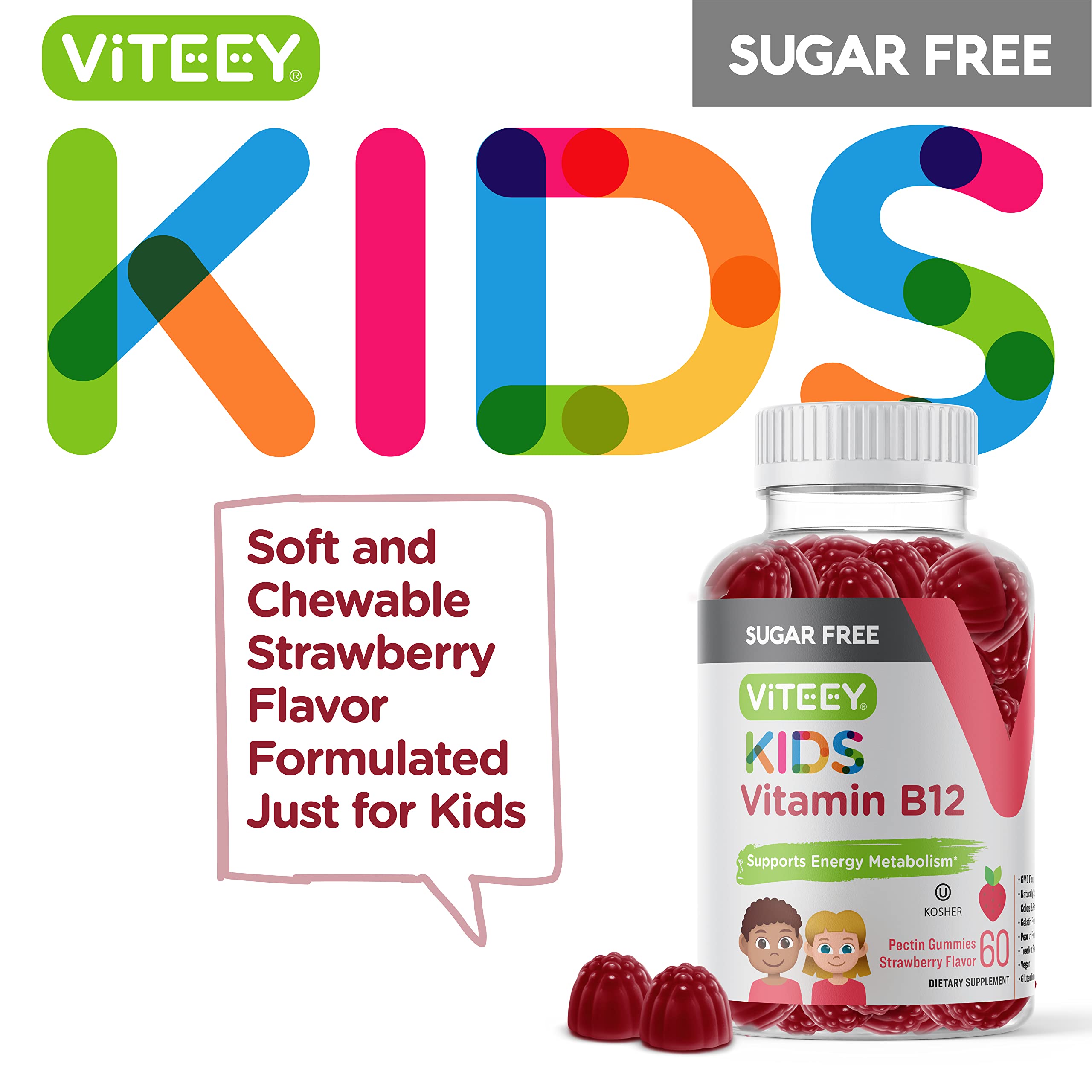 Foto 3 pulgar | Gomitas De Vitamina B12 Viteey 1000 Mcg Para Niños Sin Azúcar - Venta Internacional.