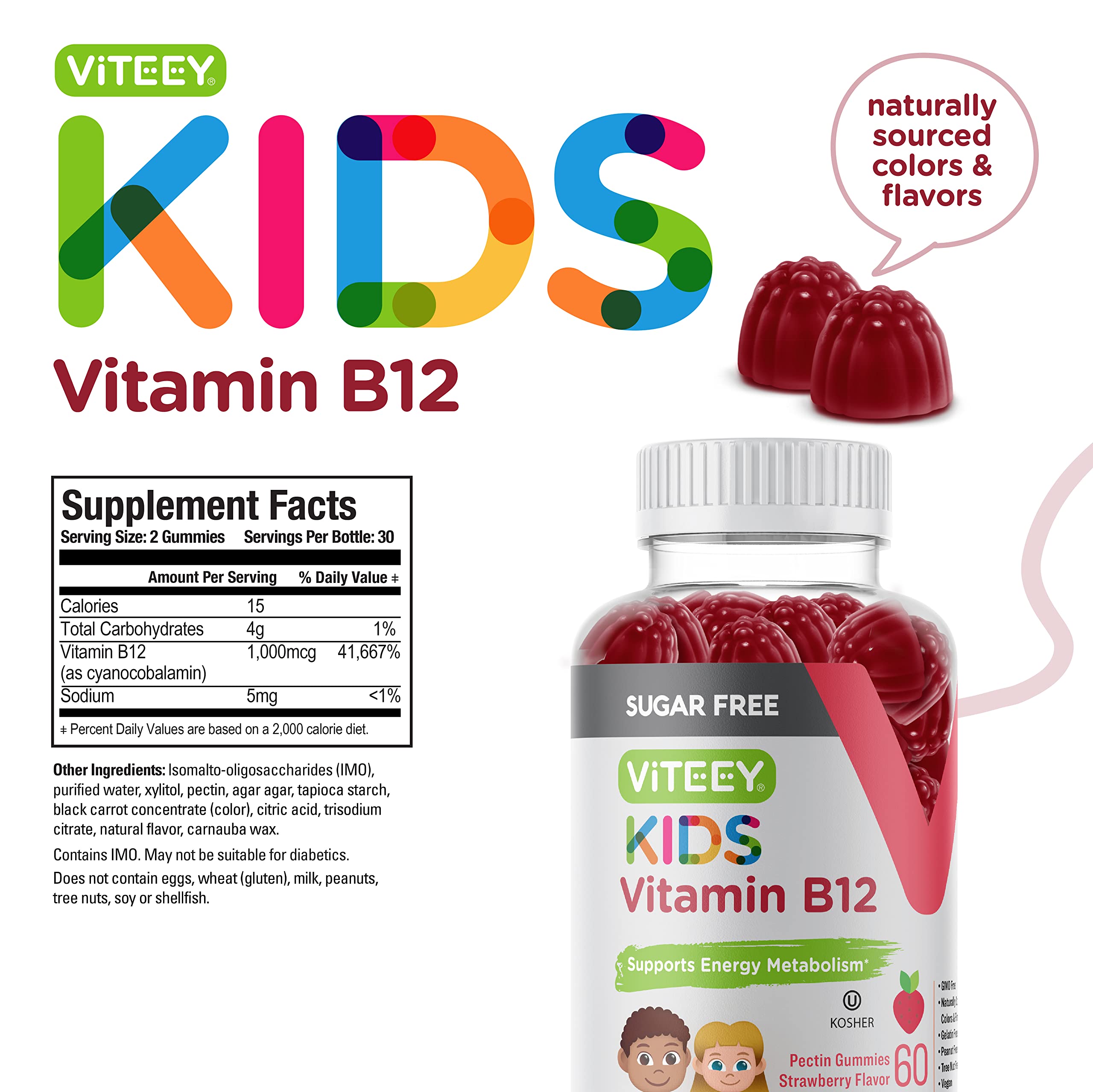 Foto 5 pulgar | Gomitas De Vitamina B12 Viteey 1000 Mcg Para Niños Sin Azúcar - Venta Internacional.