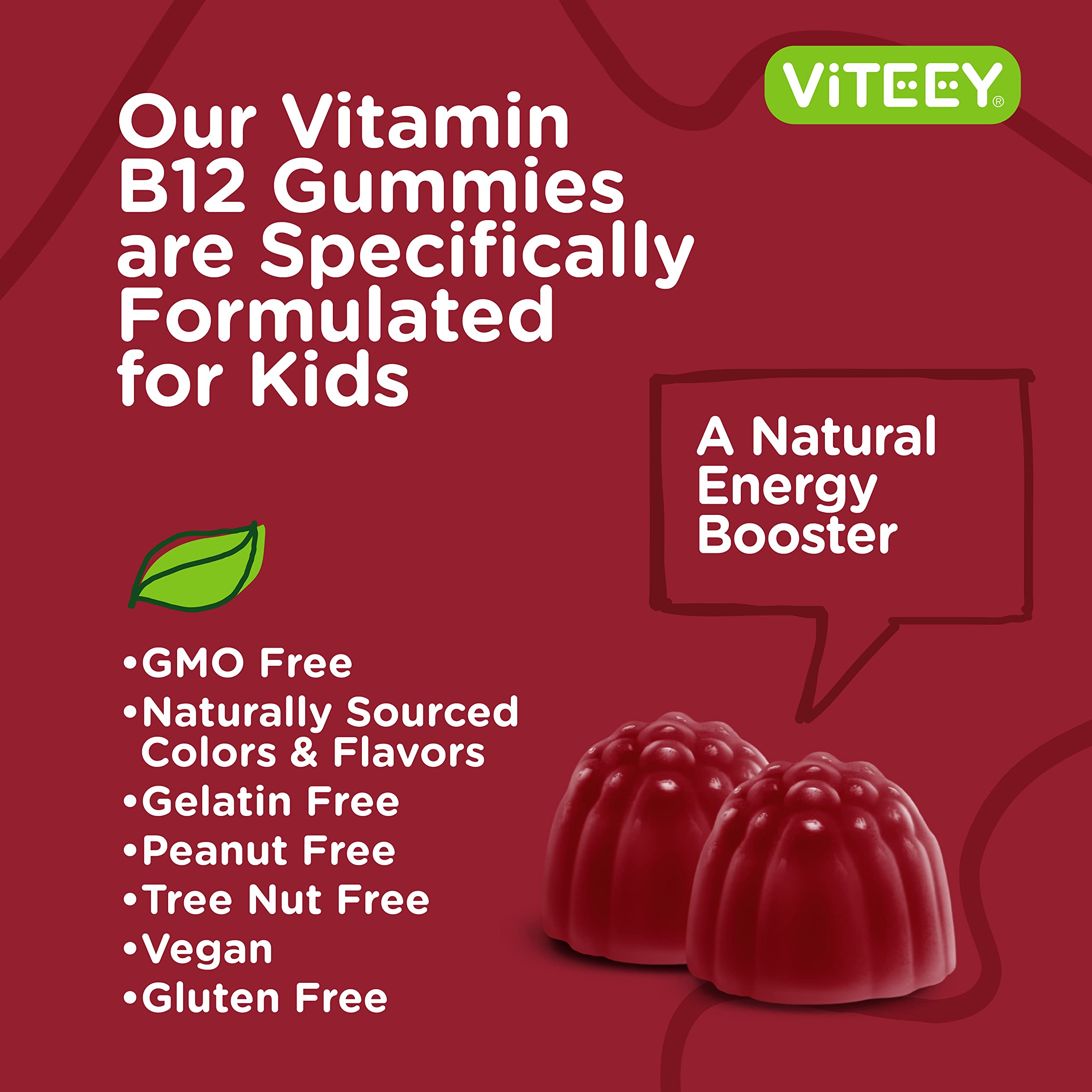 Foto 6 pulgar | Gomitas De Vitamina B12 Viteey 1000 Mcg Para Niños Sin Azúcar - Venta Internacional.