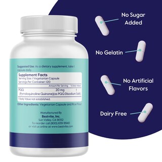 Foto 2 | Suplemento Bestvite Pqq 20 Mg (pirroloquinolina Quinona) 120 Cápsulas - Venta Internacional.