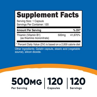 Foto 2 | Suplemento Nutricost De Vitamina B1 (tiamina) 500 Mg 120 Cápsulas - Venta Internacional.