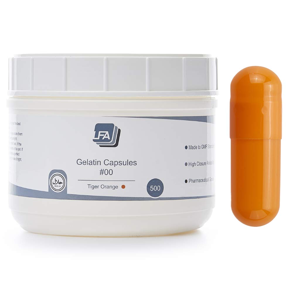 Foto 1 | Cápsulas Vacías Lfa, Tamaño 00, Gelatina De Naranja, 500 Unidades, Halal - Venta Internacional.